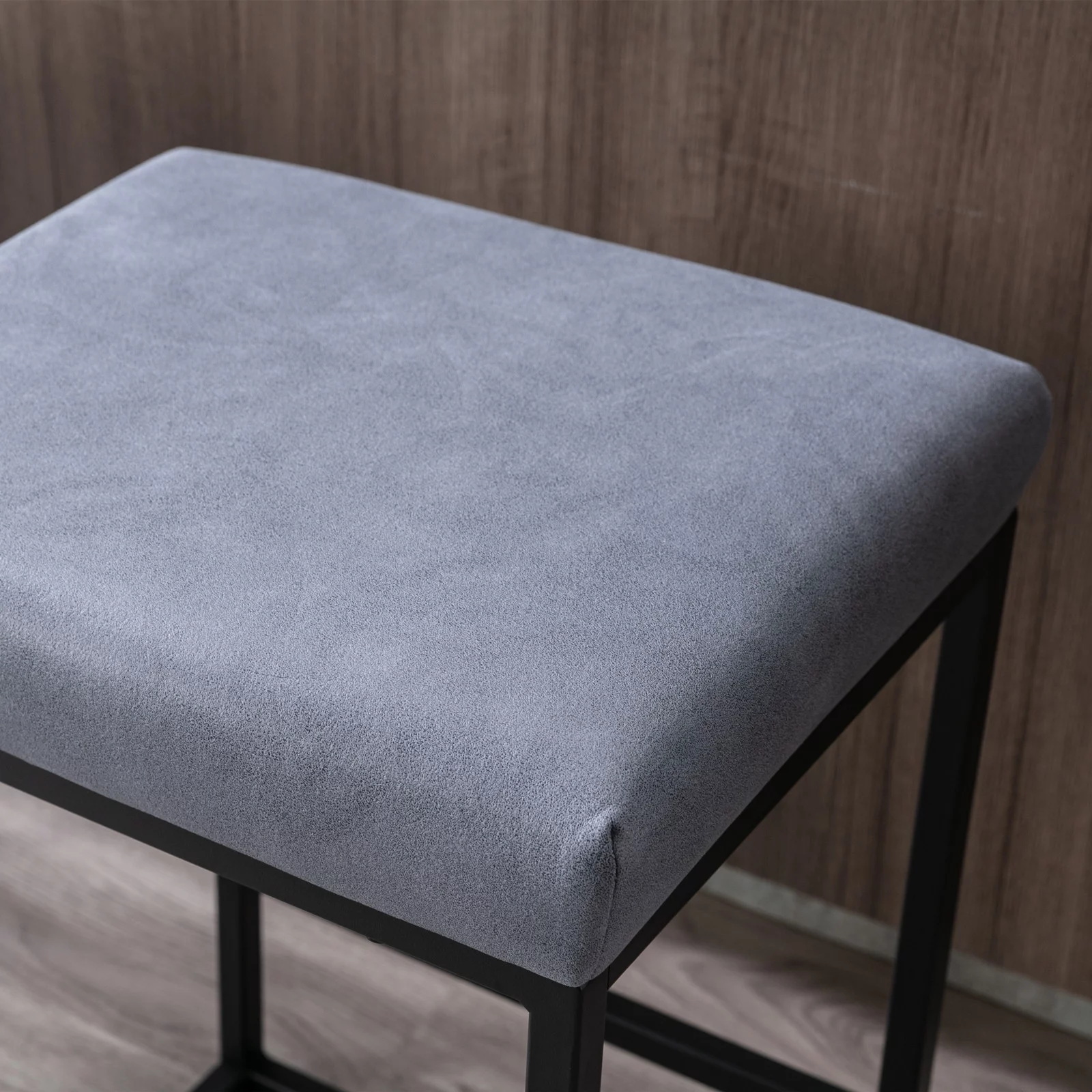 Modern Counter Height Bar Stools 24” Leathaire Fabric Upholstered with Metal Frame Farmhouse Kitchen Bar Chairs(Blue,Set of 4)