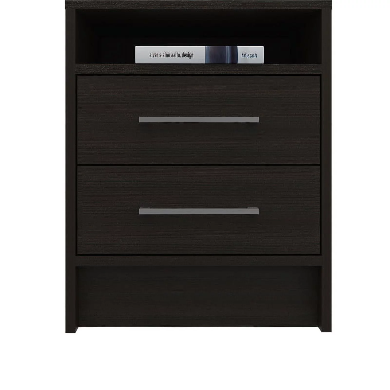 Home Square 2-Piece Set with Wood Nightstand and 4 Drawer Dresser in Black