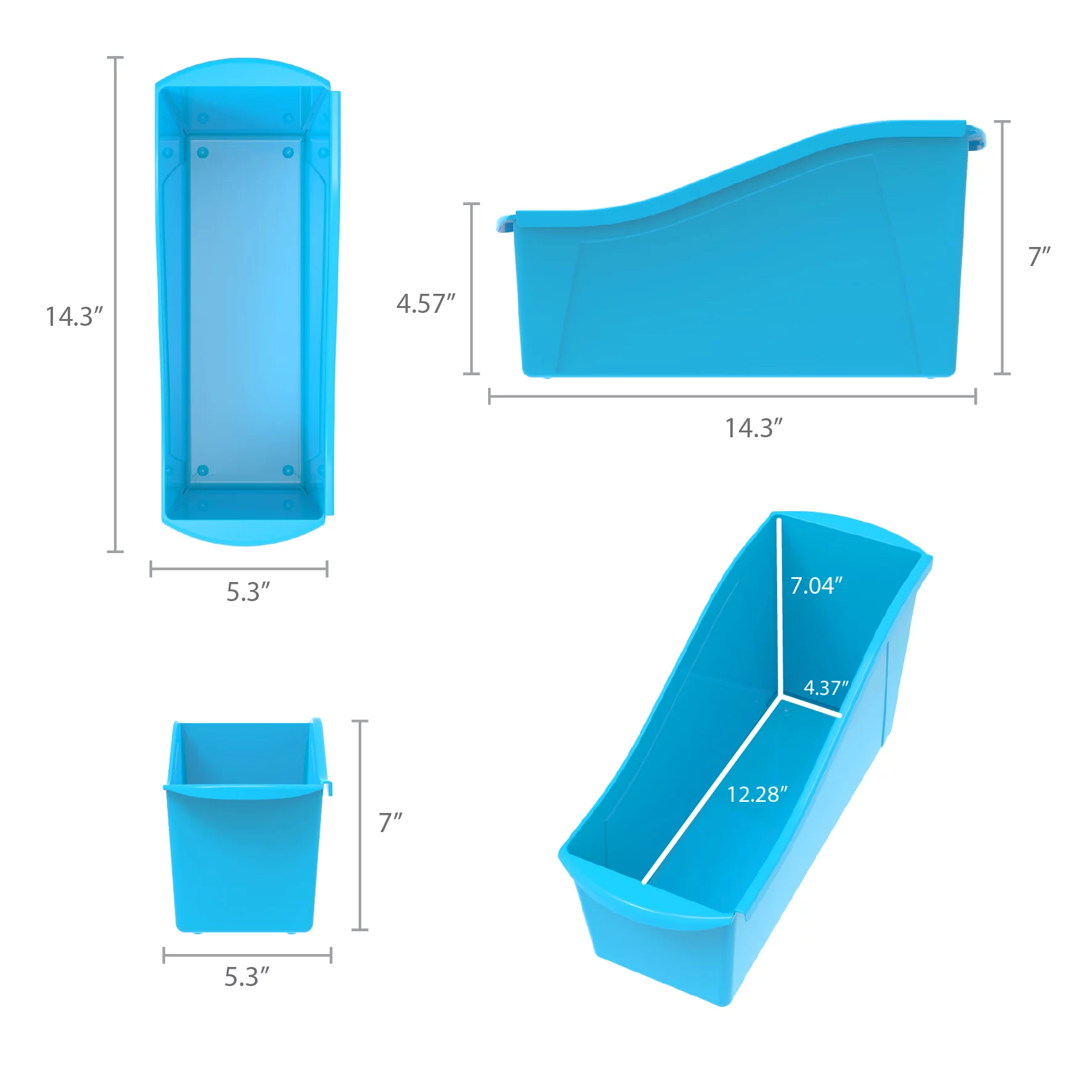 Pen+Gear Plastic Desktop Book Organzer Bin with Label Pocket, Hawaiian Ocean, 6-Pack