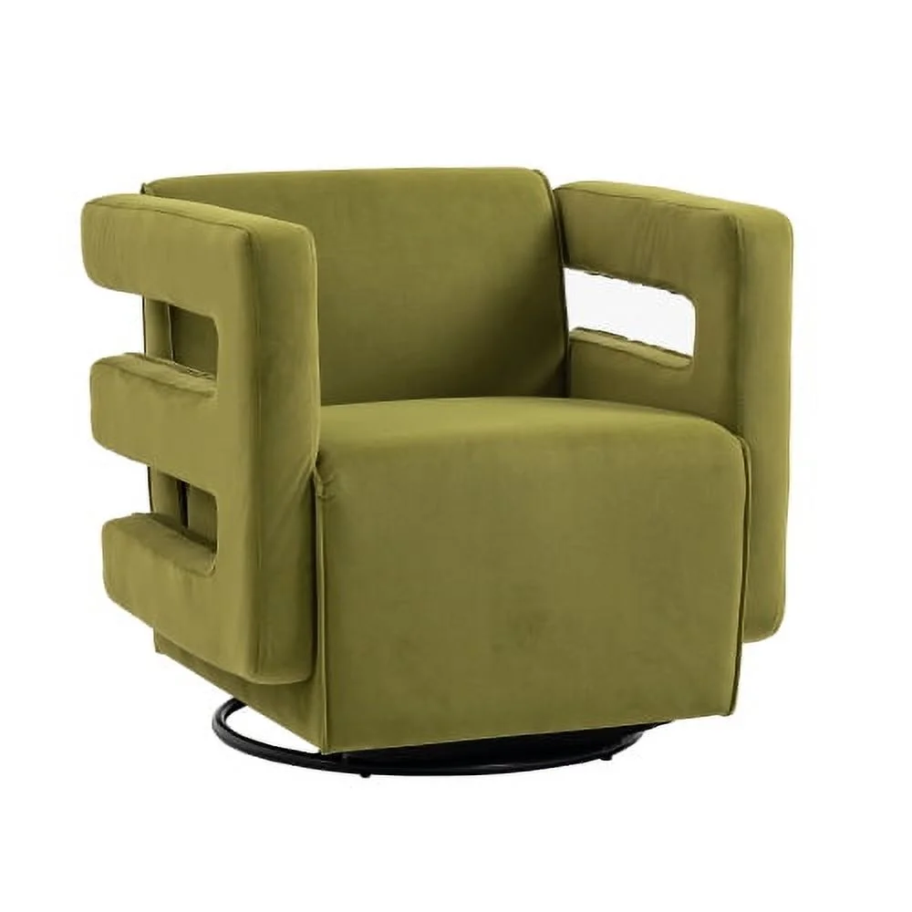 DremFaryoyo House hold  Degree Swivel Upholstered Tufted Living Room Chair Textured velvet Fabric Accent Chair with Metal Stand