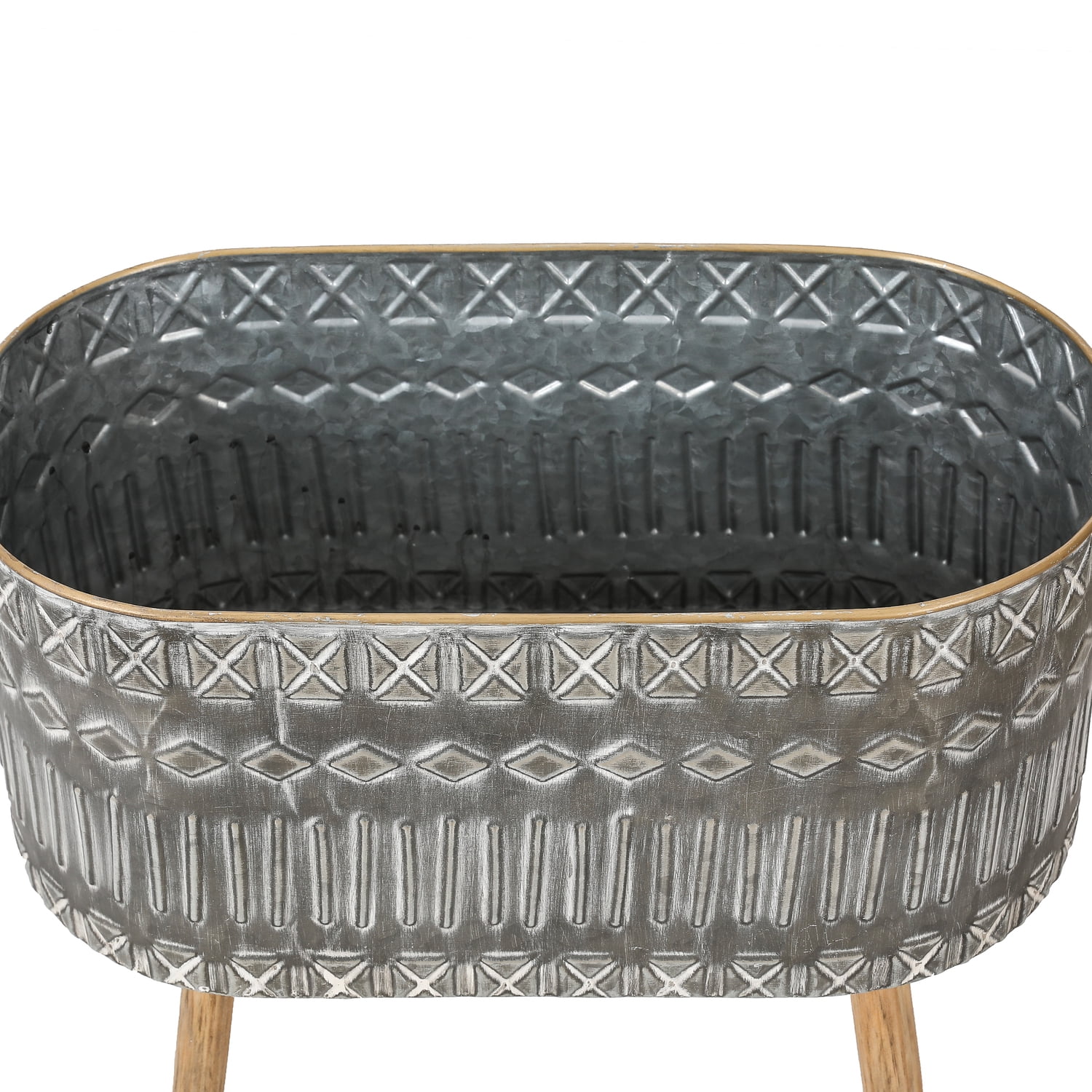 LuxenHome Two Piece Gray Metal Cache Pot Planters