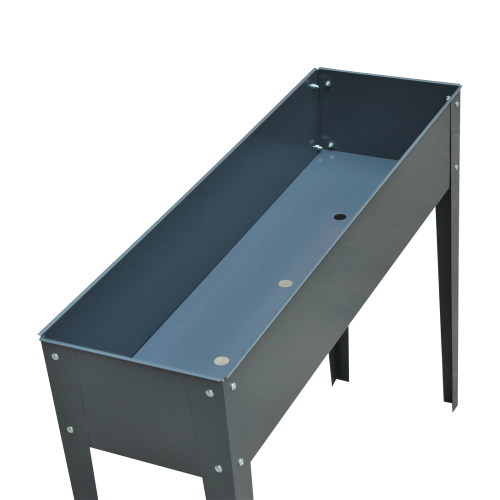Buumin Outsunny Metal Raised Garden Bed, Elevated Planter Box with Legs and Drain Holes, Dark Gray
