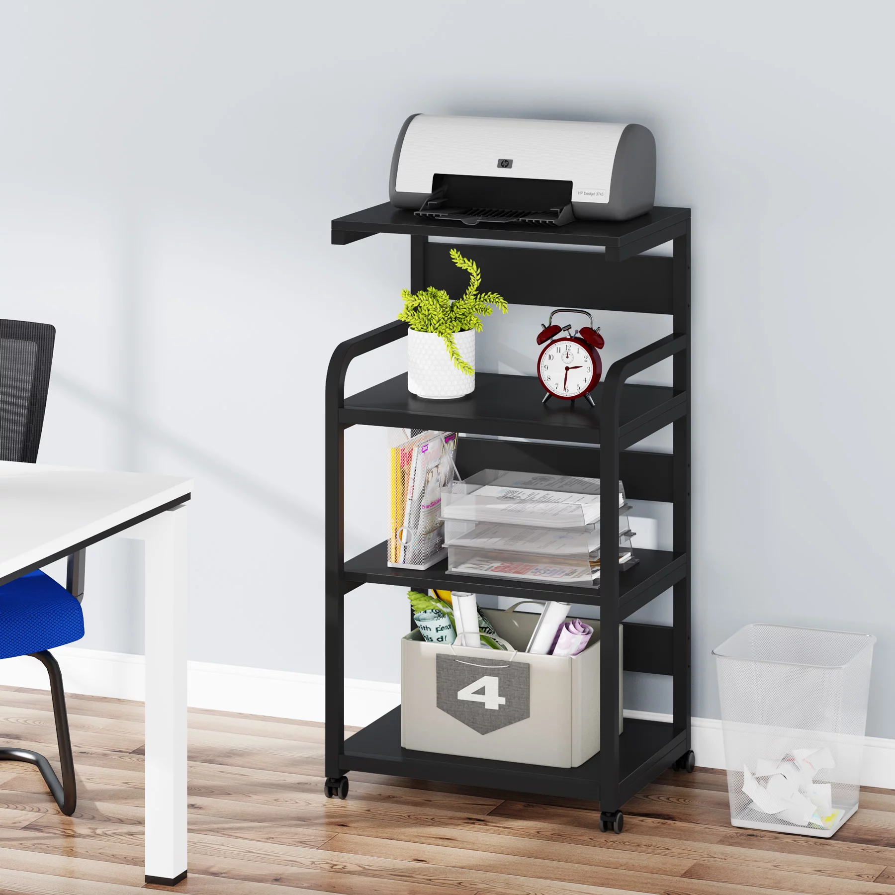 Tribesigns 4-Shelf Mobile Printer Stand with Storage Shelves, Rolling Printer Stand with 4 Wheels