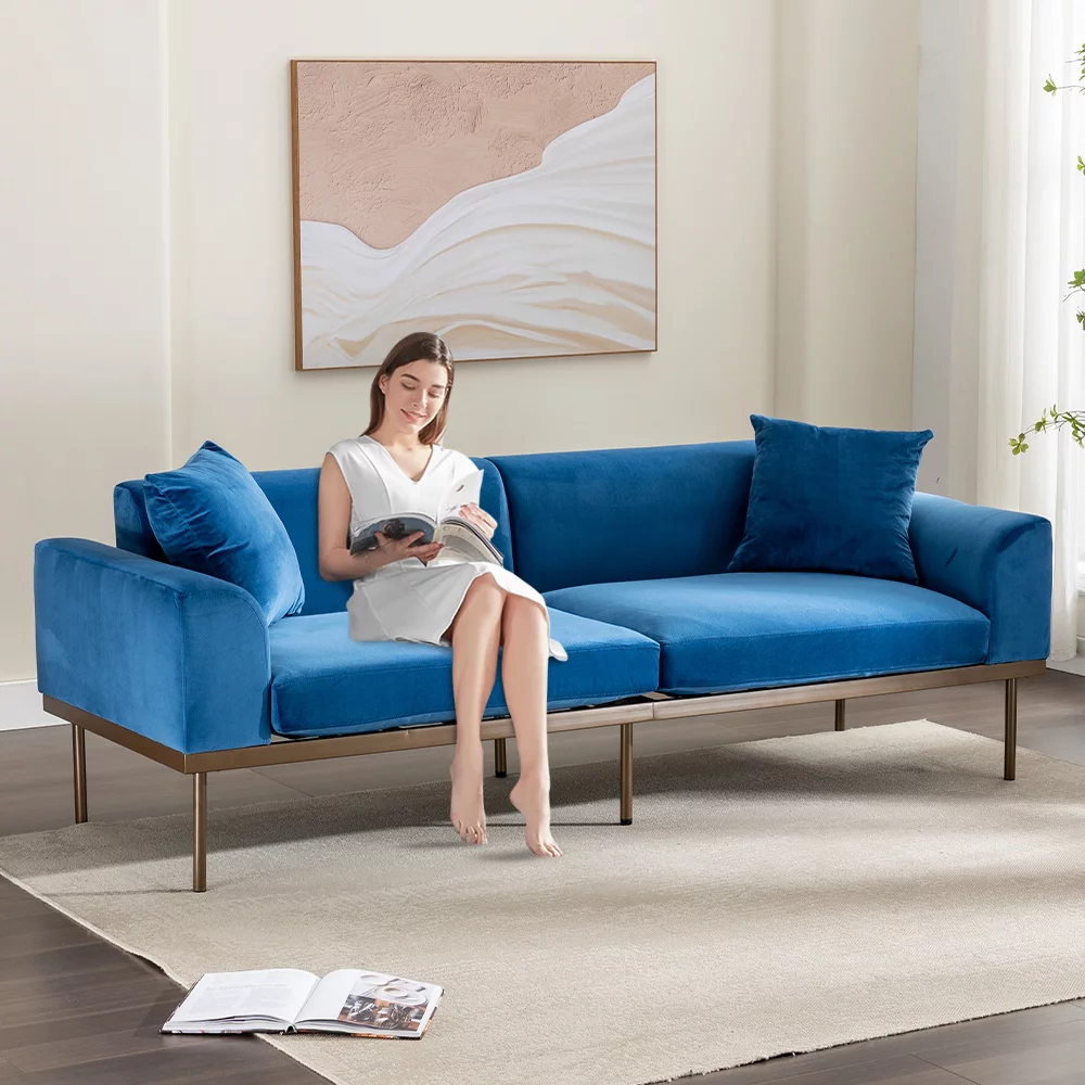 Couches and Sofas, Velvet Sofa Couch with 2 Pillows, 83