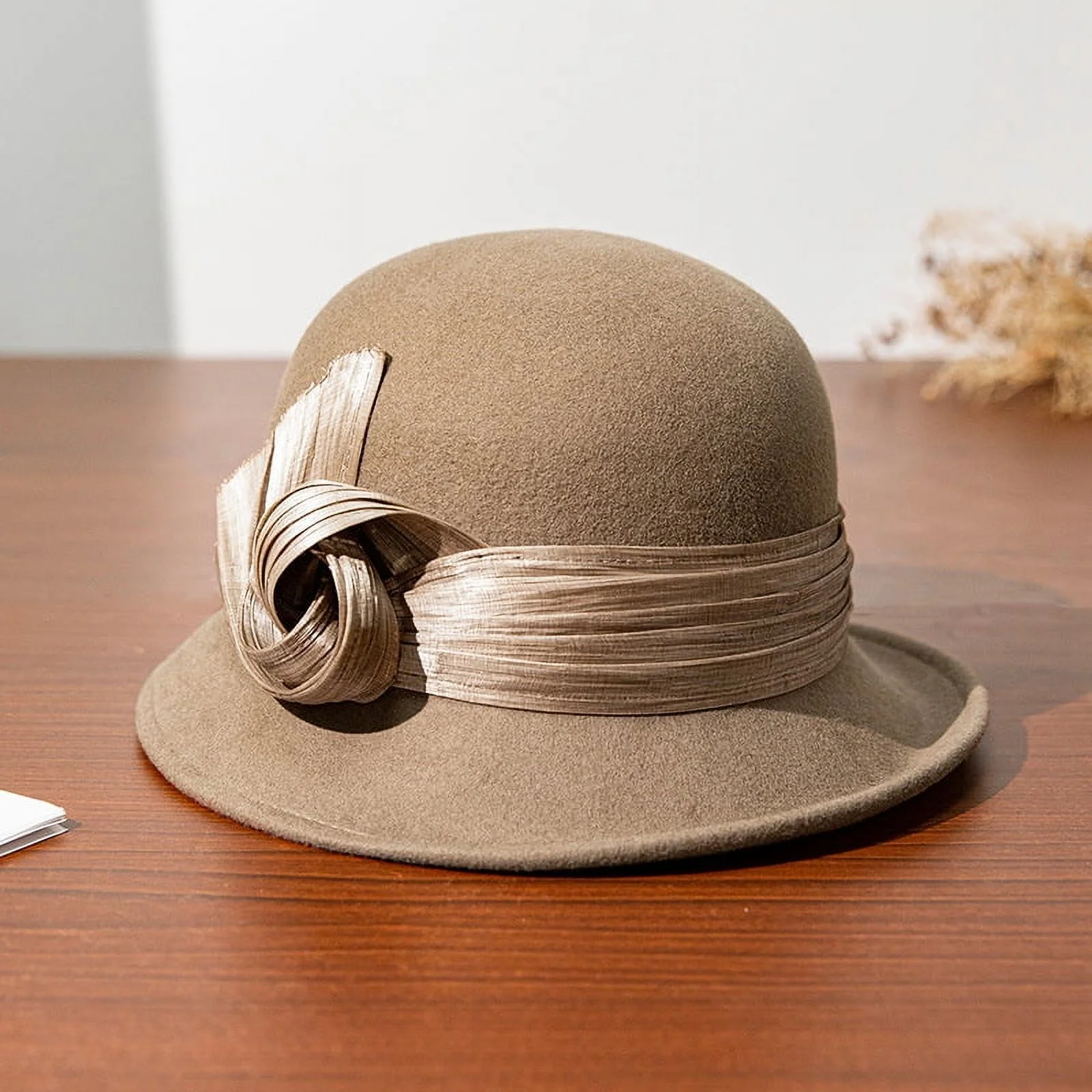 Hatted woman, French woolen beret, vintage elegant top hat