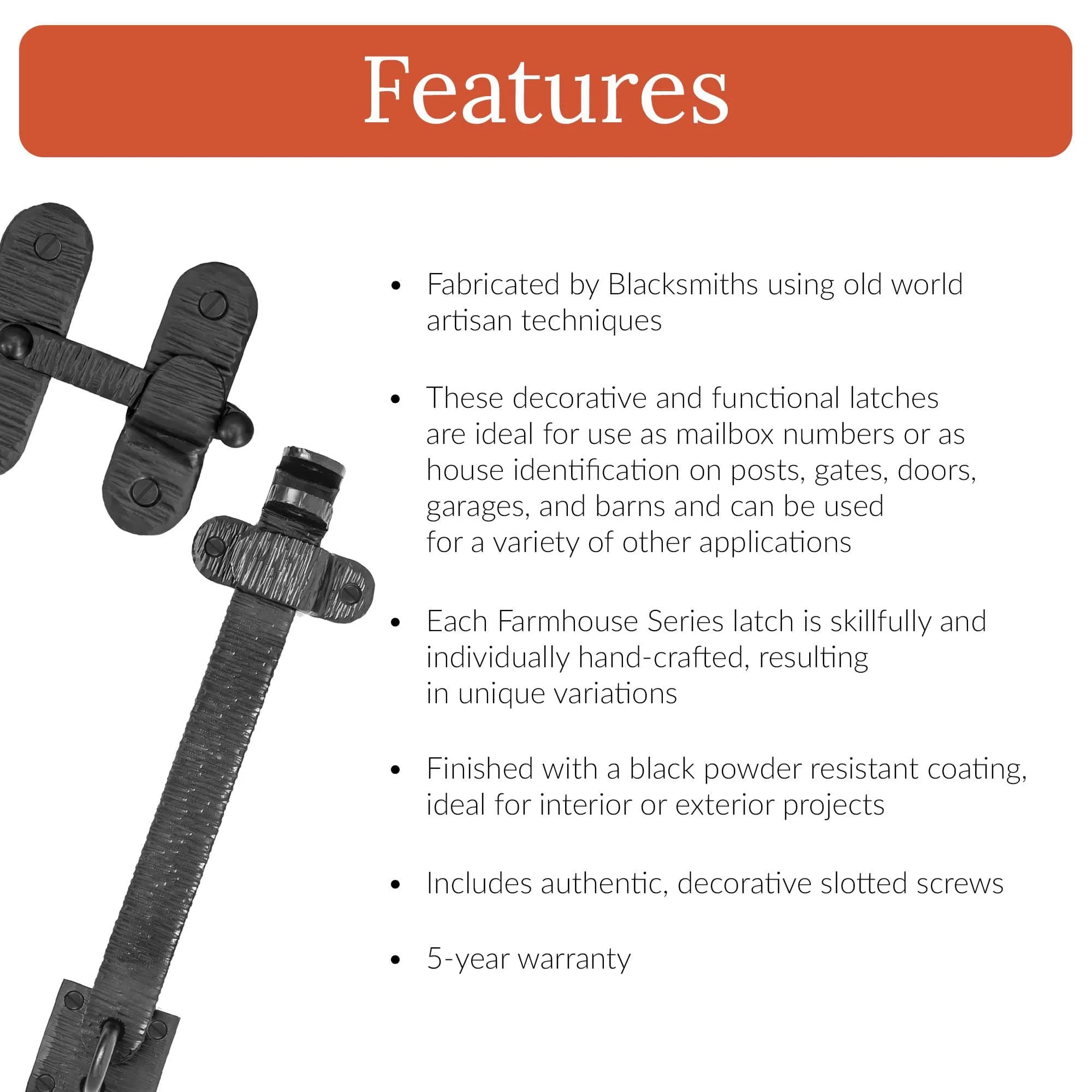 3.5 inch Decorative Bar Flip Latch- Black - Small Latch - Gate Hardware Wrought Iron Decorative Hardware Hook Latch Attic Door Latch - The Farmhouse Series by Borderland Rustic Hardware