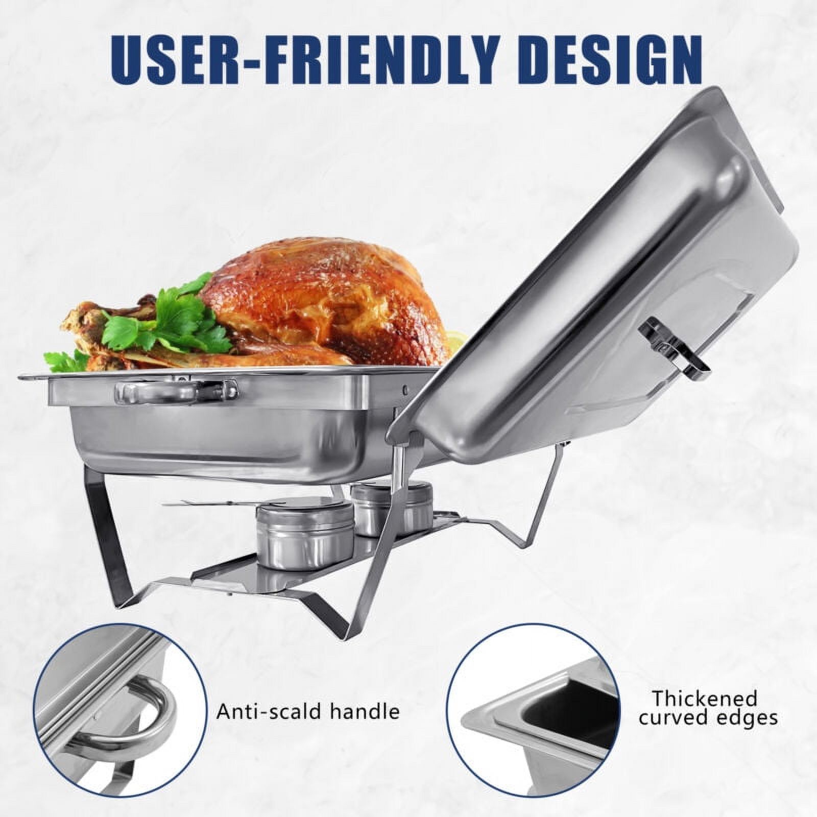 JSTUOKE Chafing Dish Set 8 Pack,4 Full Pan Rectangular 8QT+4 Round 6QT for Catering Party Festival