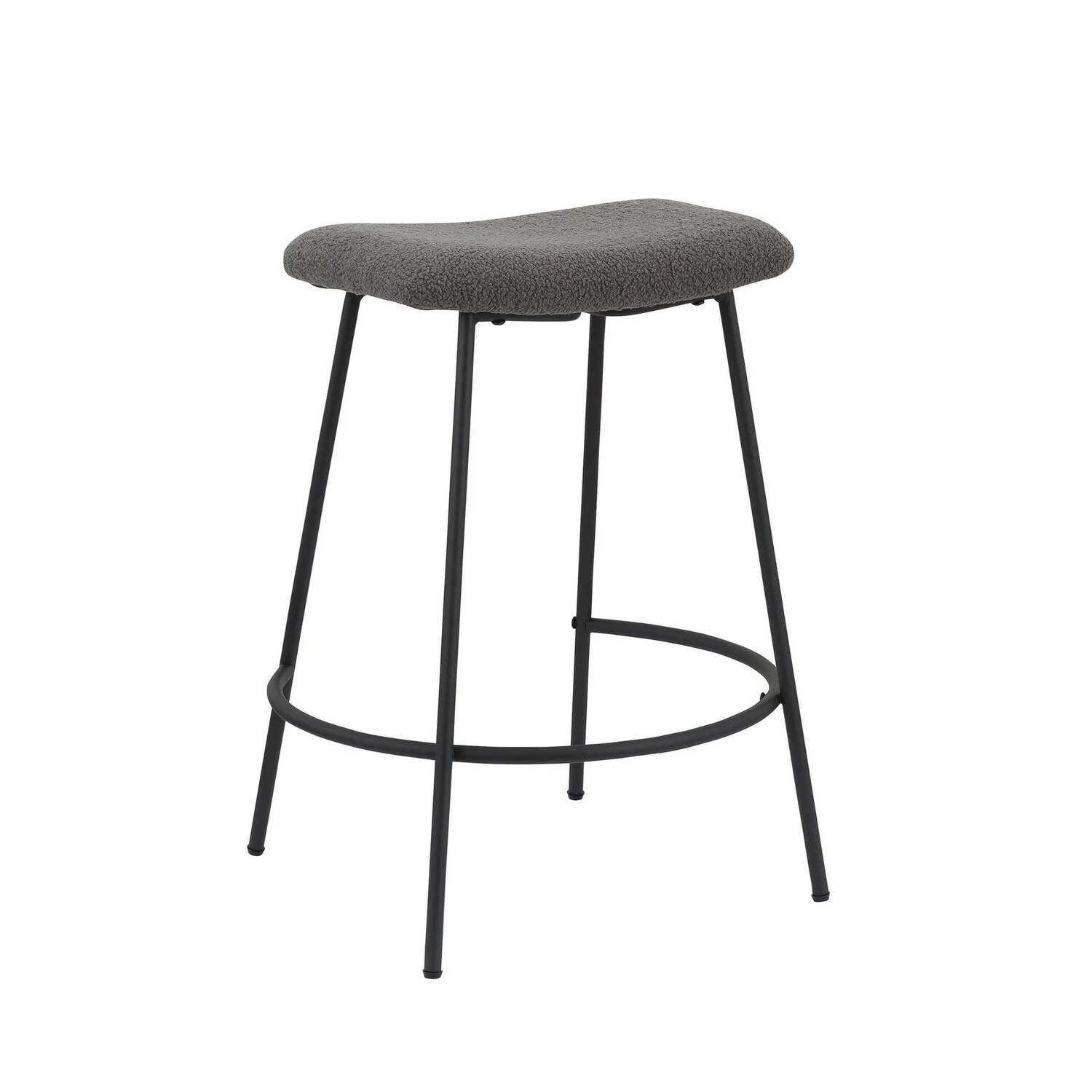 Benjara BM307572 26 in. Ast Saddle Seat Counter Height Stools, Black Metal & Gray - Set of 2