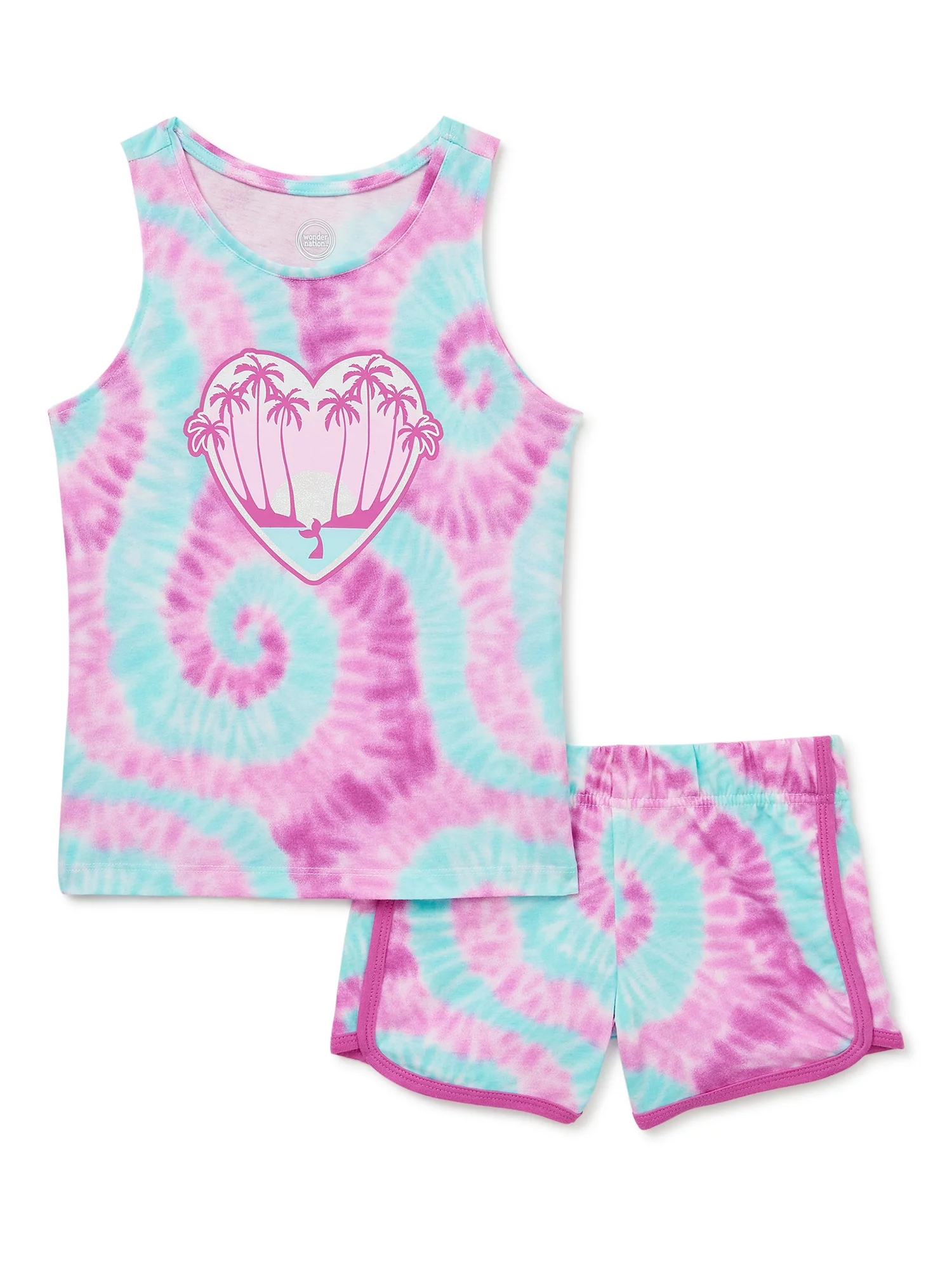 Wonder Nation Girls’ Tank Top and Shorts, 2-Piece