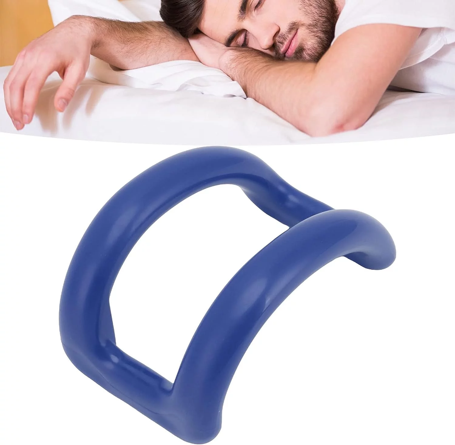 Cervical Traction Device Pillow, Neck Curvature Straightening Plastic Lightweight Cervical Traction Stretcher for Travel(Blue)