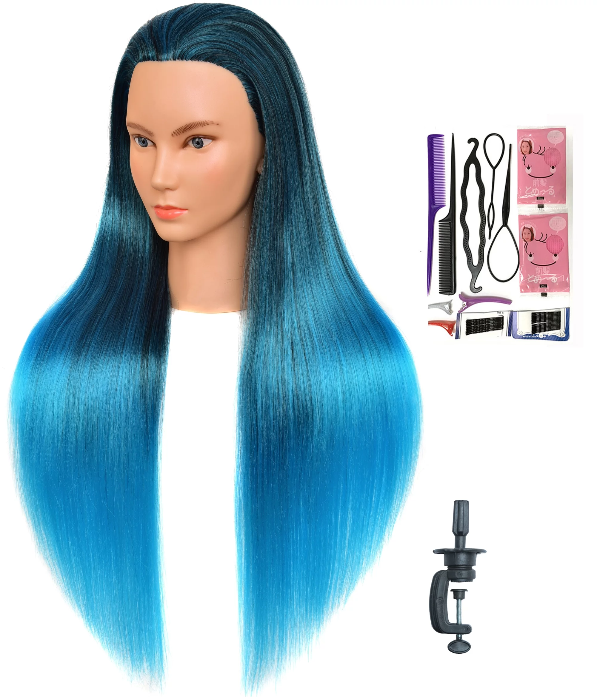 Bellrino Cosmetology Mannequin Manikin Training Head with Synthetic Fiber with Gift Set W-1SA92070