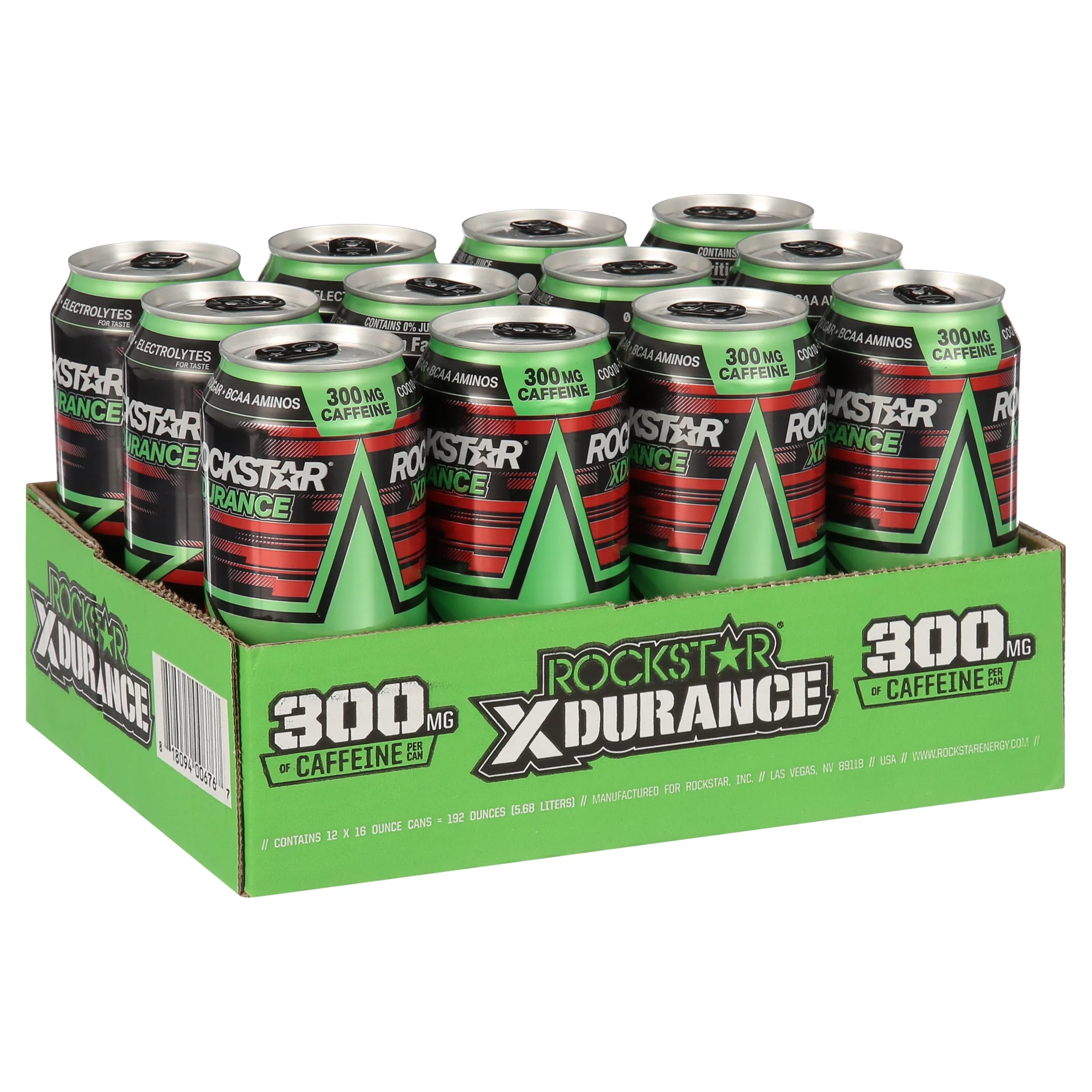 Rockstar Xdurance Energy Drink Super Sour Green Apple, 16.0oz 12 Pack
