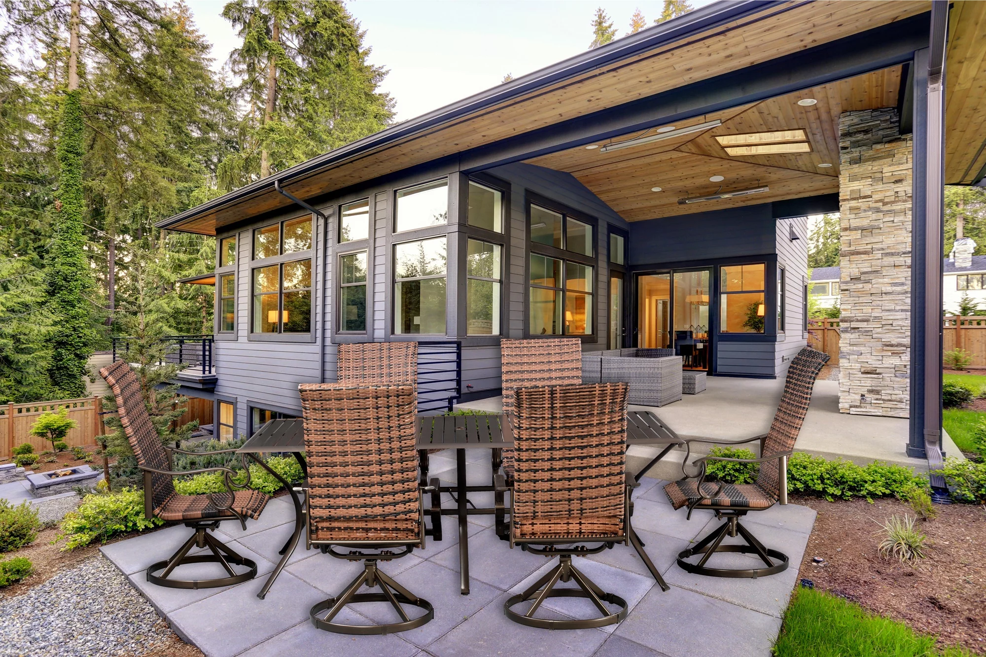 Westin 7pc Outdoor Swivel Rocking Wicker & Aluminum Patio Dining Set - Bronze/Brown