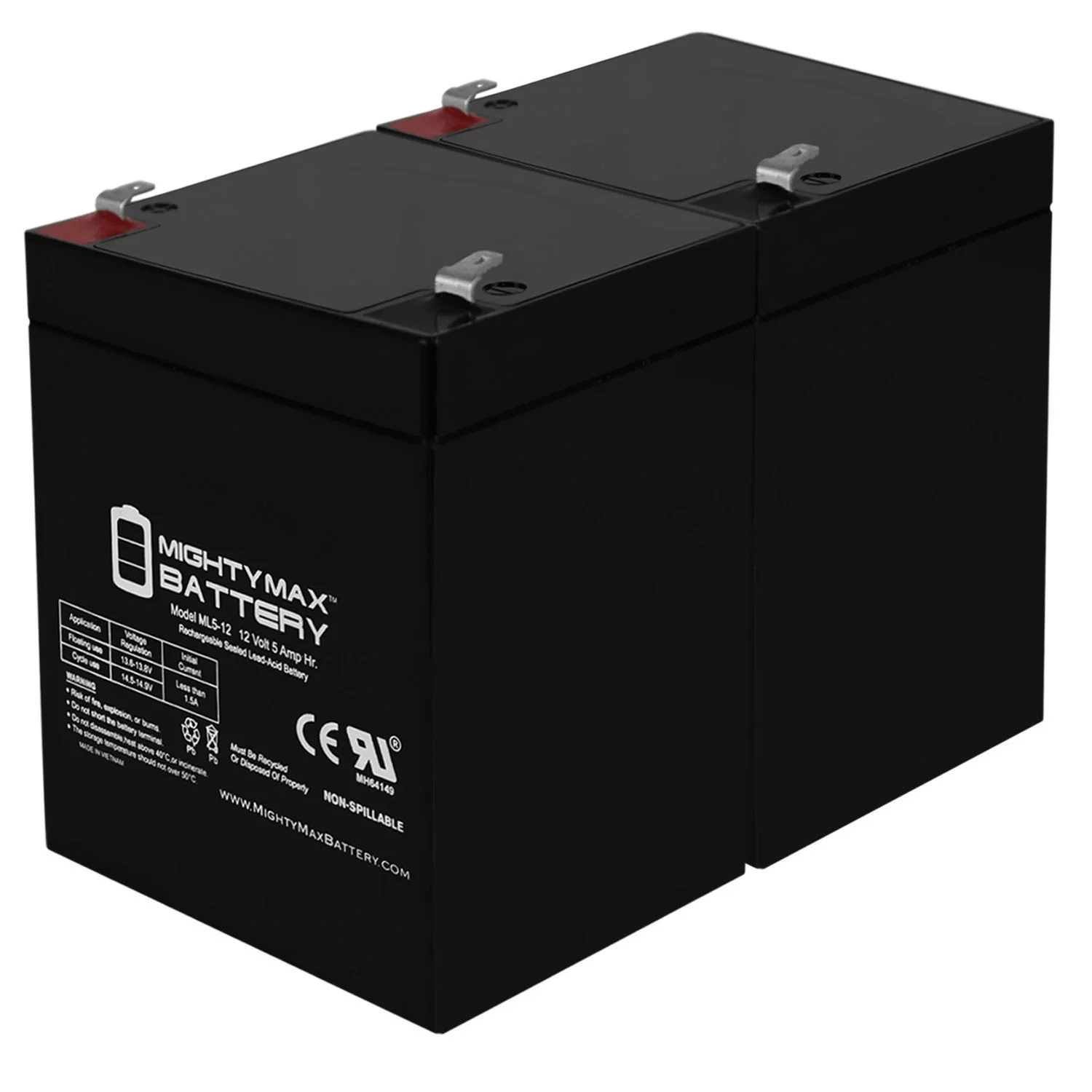 12V 5AH SLA Battery for Quantum QR5IP Telephone Entry Unit - 2 Pack