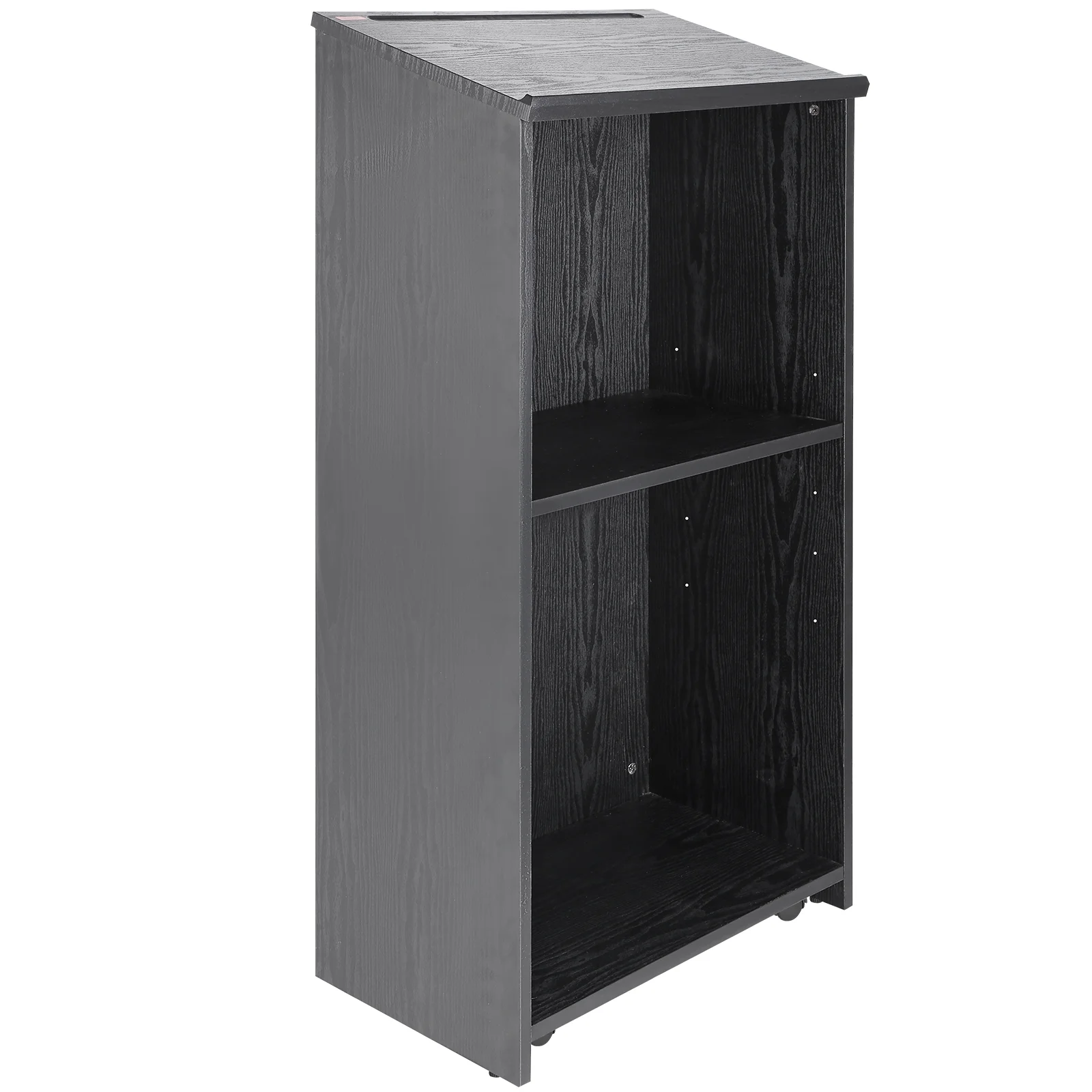 SKYSHALO Podium Stand 47 in Hostess Stand with Rolling Wheels&Storage Shelve Black