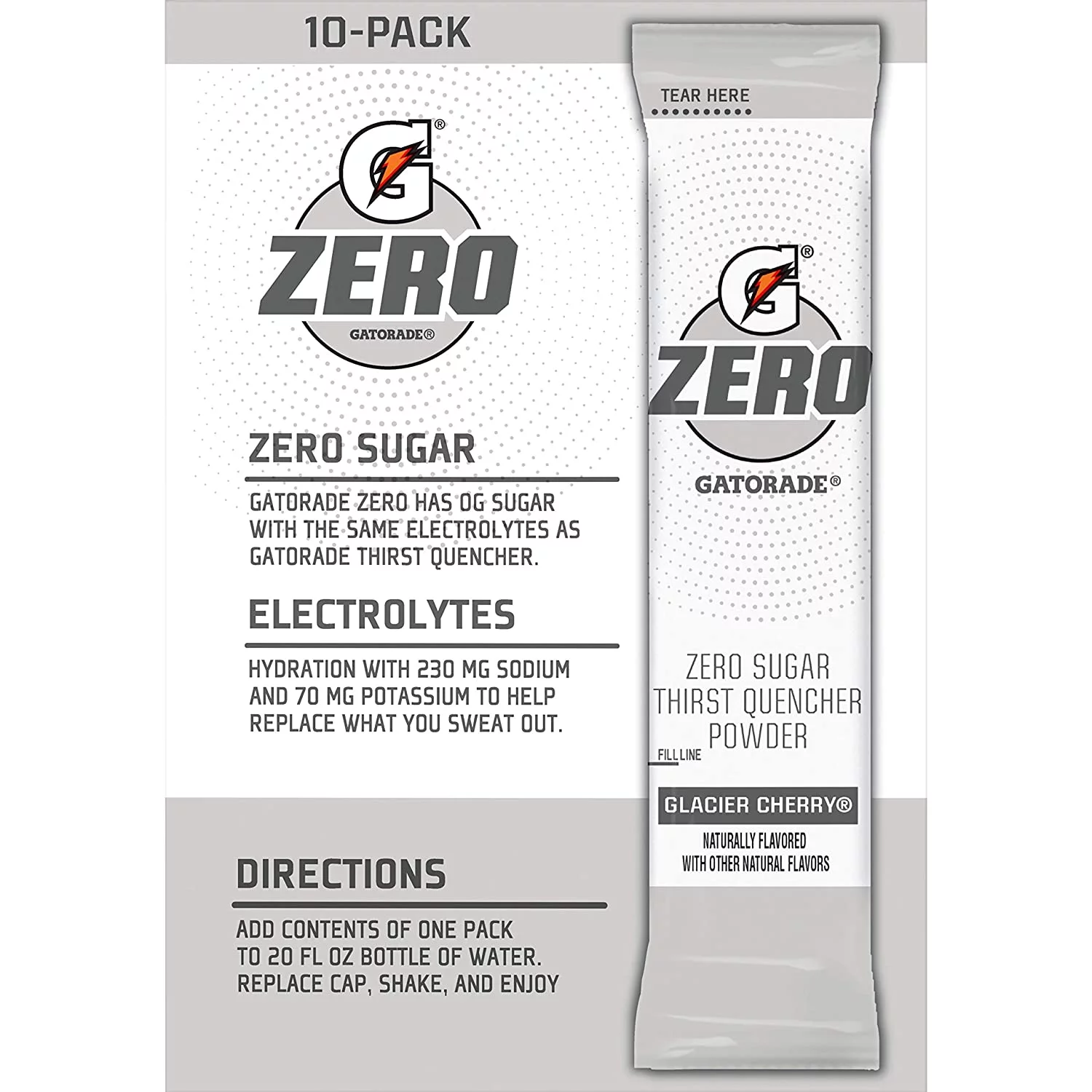 Gatorade G Zero Powder, Glacier Cherry, 0.10oz Packets (120 Pack)