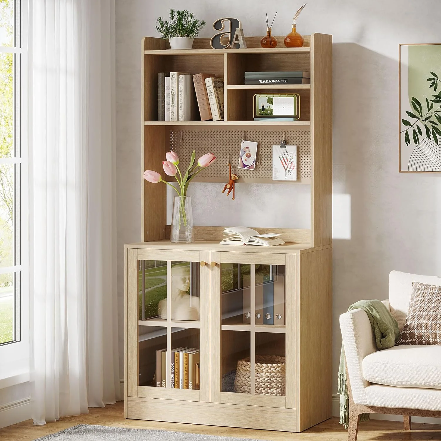 Tribesigns Bookshelf with Doors, 70.8