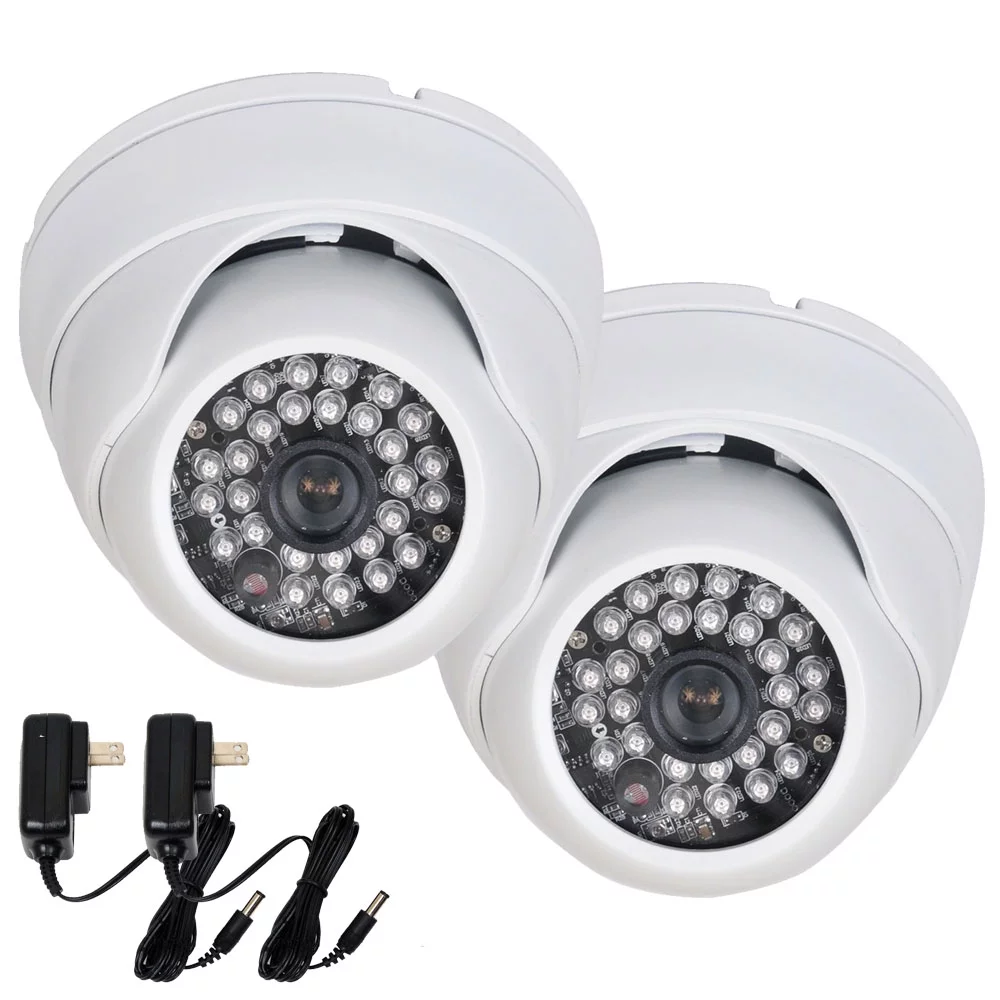 VideoSecu 2x Outdoor Security Camera 600TVL IR Day Night Built-in 1/3 inch Sony Effio CCD Wide Angle with 2 Power Supply BVY