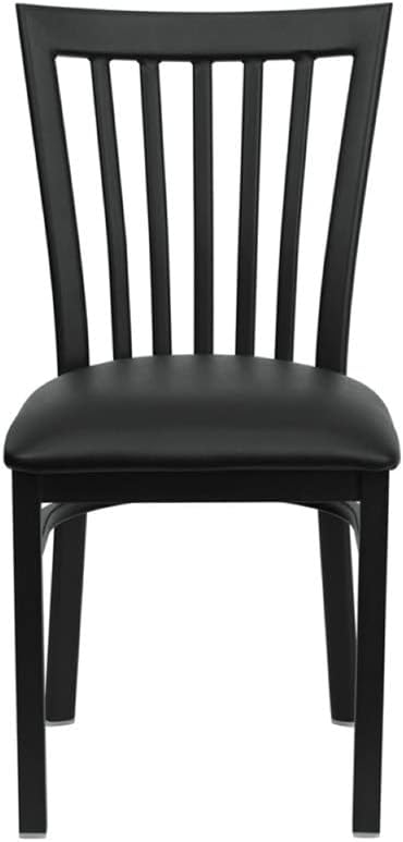 Industrial Vinyl/Metal School House Back Dining Chair in Black