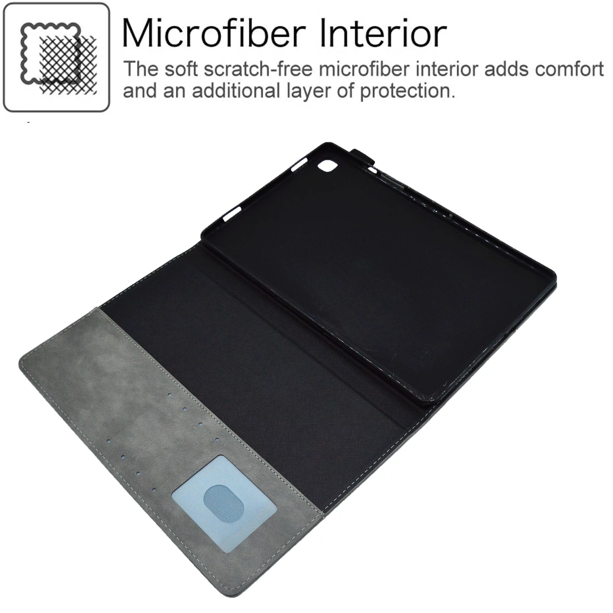 SaniMore Wallet Case for Samsung Galaxy Tab A7 Lite 8.7 inch 2021 Model (SM-T220/T225), Card Slots & Pen Holder [Auto Sleep] PU Leather Magnetic Ciasp Kickstand Shockproof Full Protective Cover, Gray