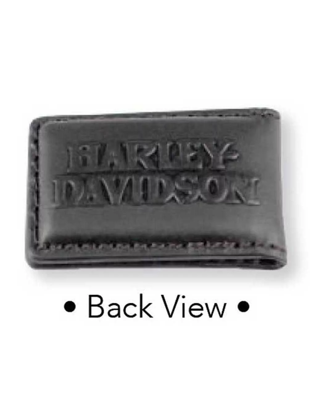 Harley-Davidson Men's B&S Medallion Leather Magnetic Money Clip - Black, Harley Davidson