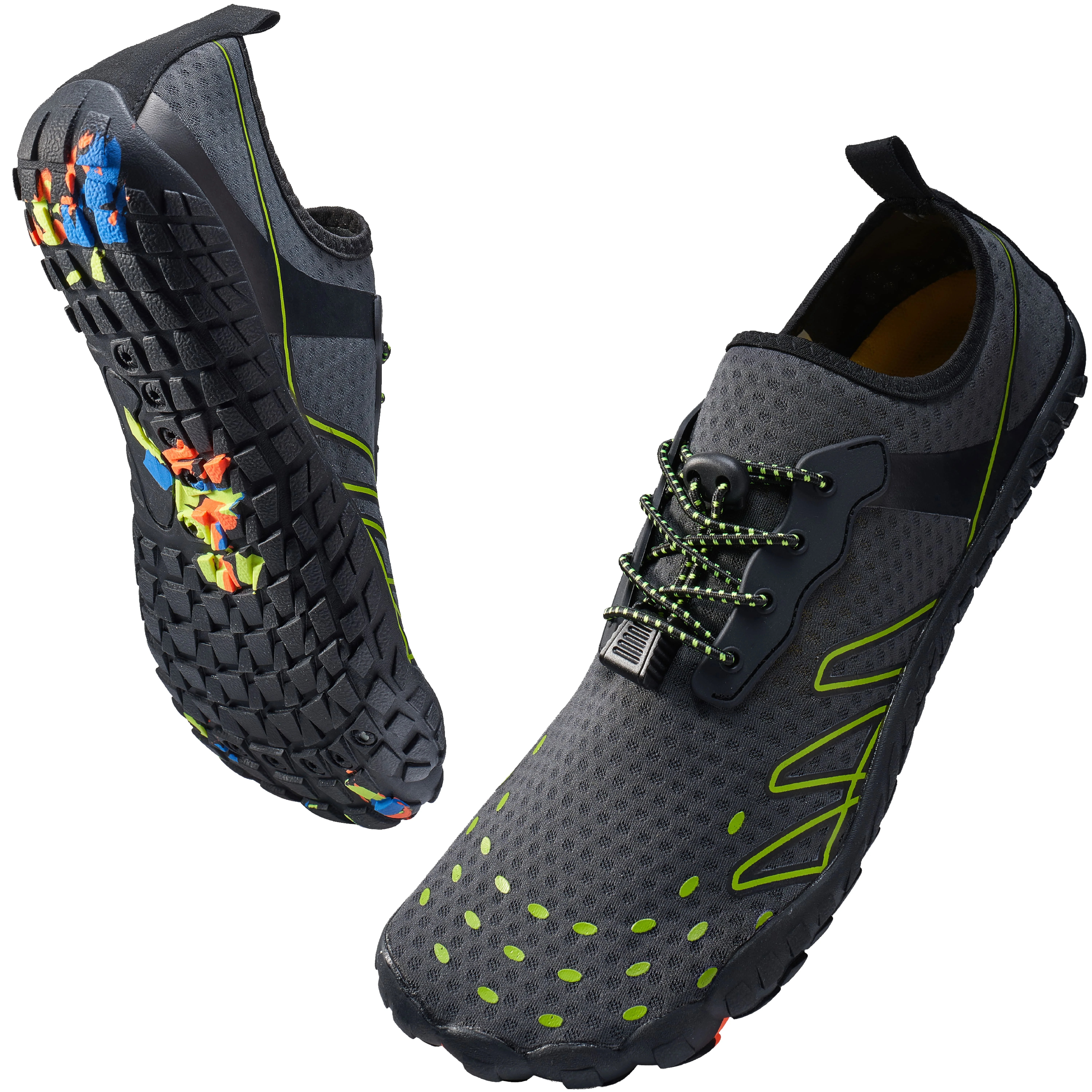 DIUS Aqua Shoes for Men and Women Green and Grey - Durable Quick-Dry Water Shoes, Ideal for Beach, Yoga, Swimming - Comfortable and Stylish 4.5