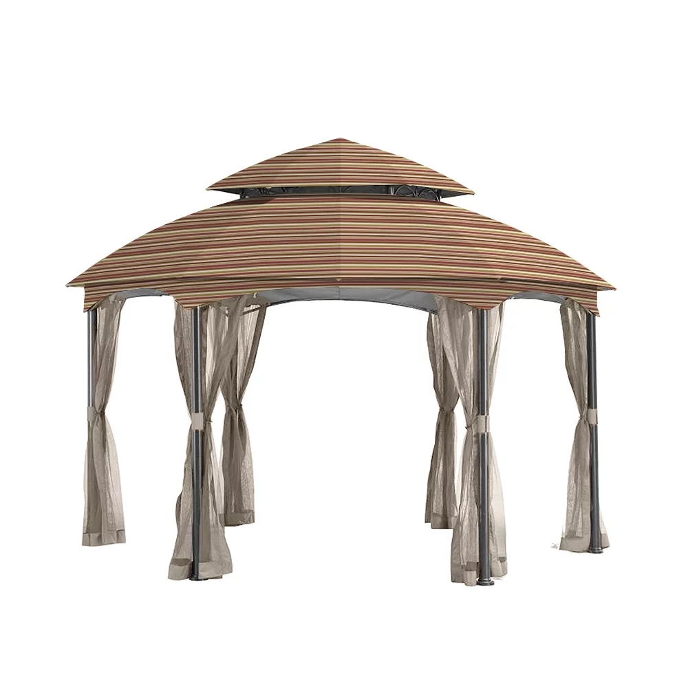 Garden Winds Replacement Canopy Top Cover for the Heritage Hexagon Gazebo -Standard 350 - Stripe Canyon