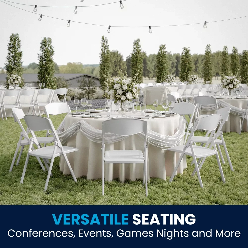 YZL 2 Pack 500 lb. Capacity Heavy Duty Plastic Folding Chair with Built-in Ganging Brackets