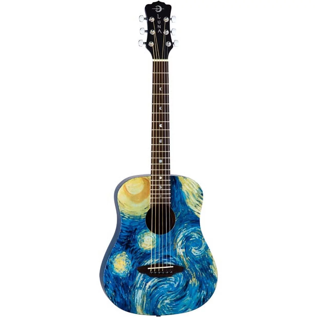 Luna Guitars Safari Starry Night Spruce Top Acoustic Guitar, Translucent Blue