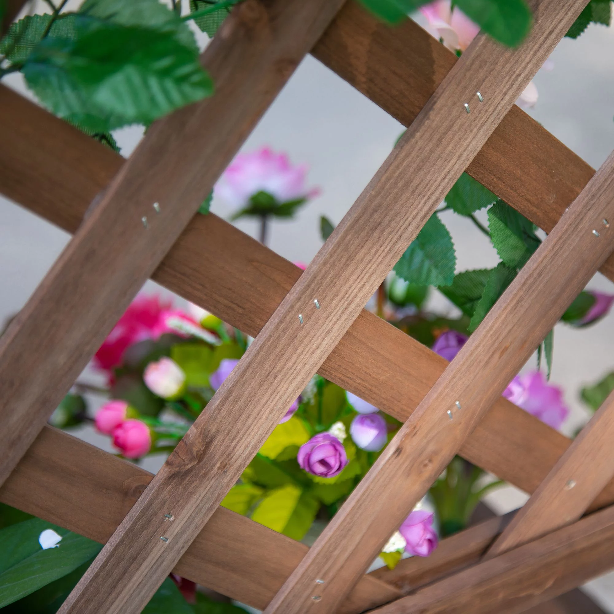 Outsunny 2-Level Wooden Garden Plant Stand with Climbing Vine Trellis, Brown