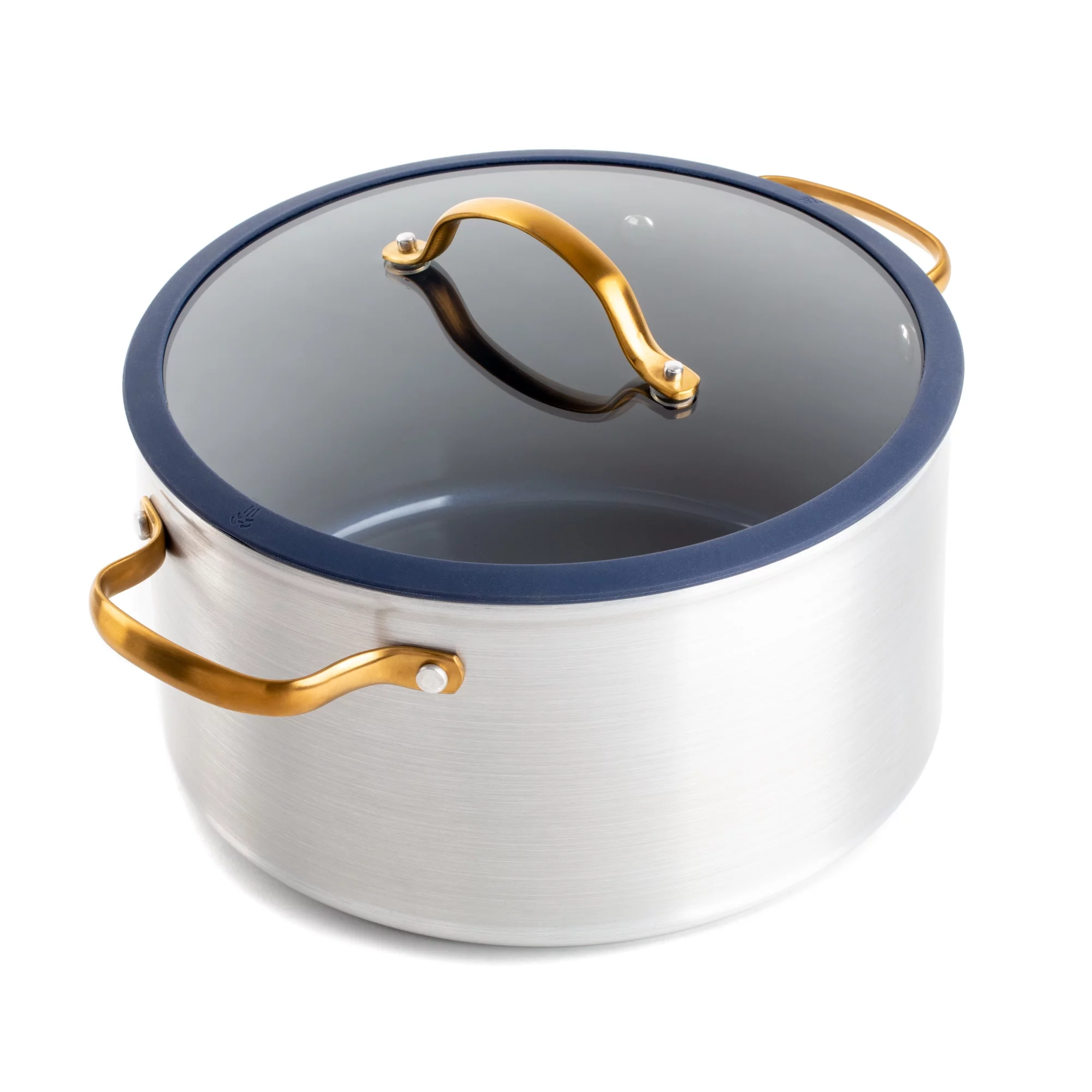 Thyme & Table 12-Piece Nonstick Cookware Set, Silver and Navy