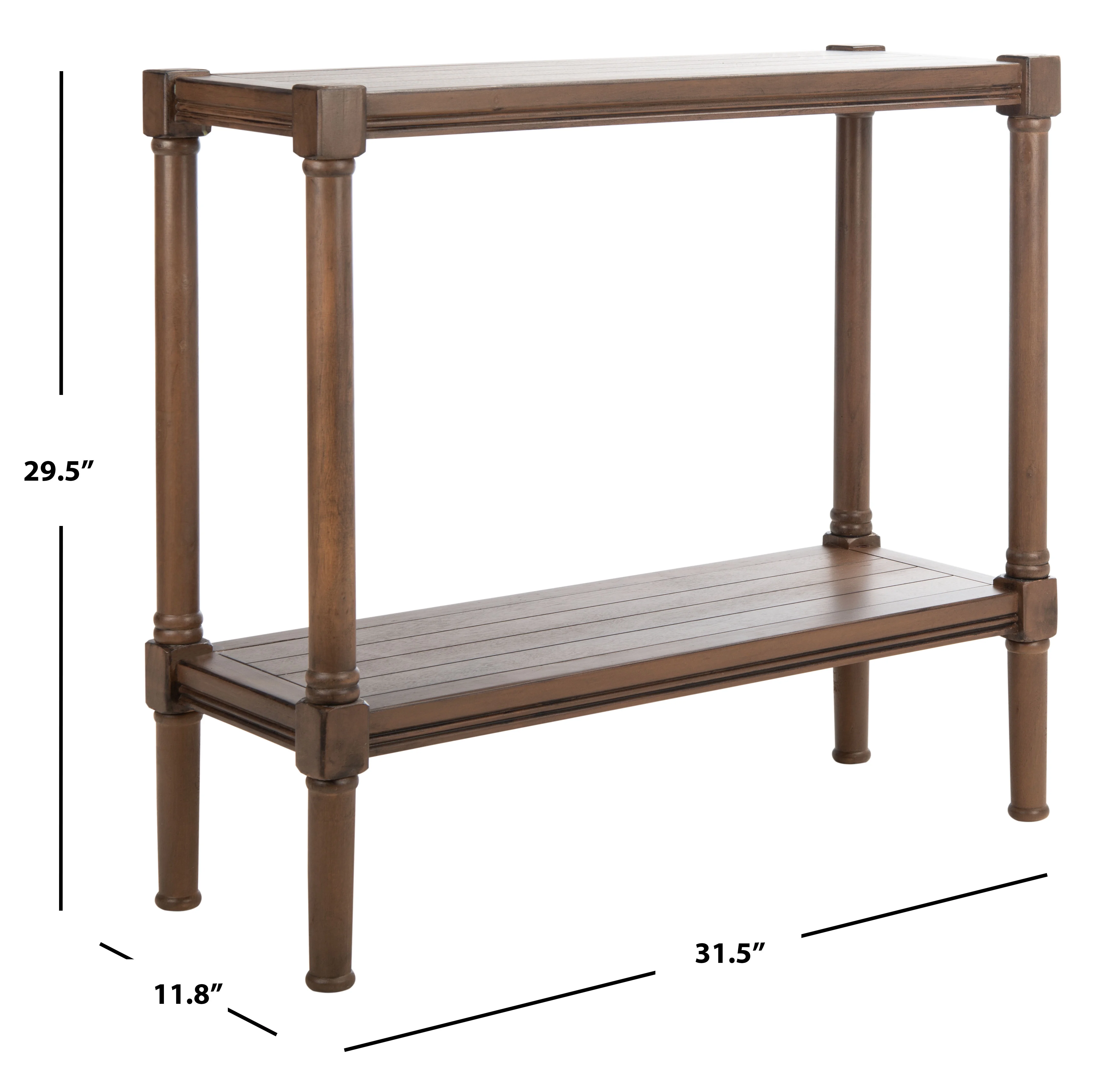 SAFAVIEH Rafiki Amish Brown Wood Console Table with Shelf (31.5 in. W x 11.8 in. D x 29.5 in. H)