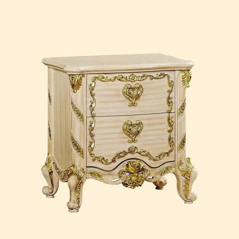 Custom European villa double bed solid wood 1.8m carved princess  leather wedding French court furniture