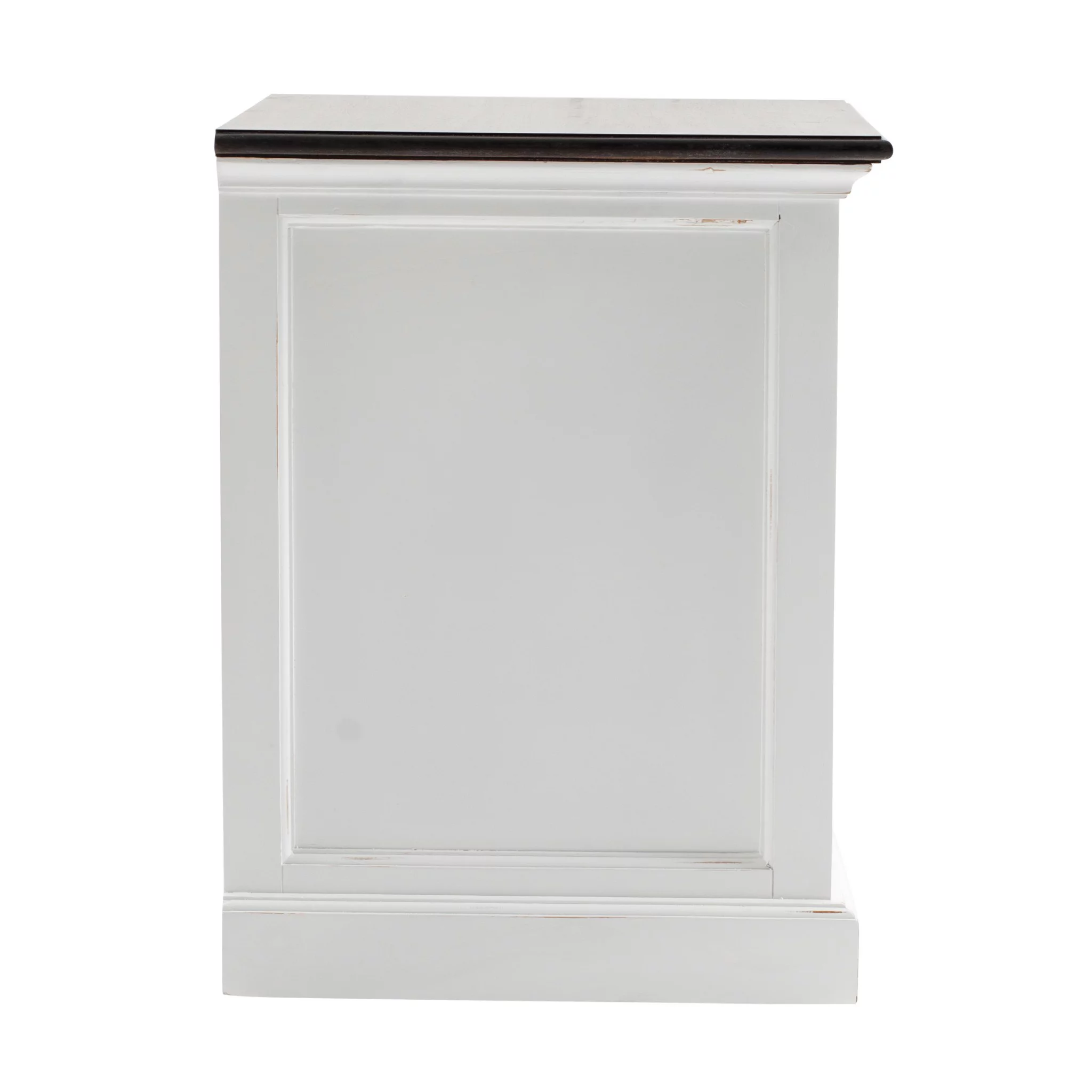 HomeRoots 397619 Three Drawer Nightstand, White Distressed & Deep Brown