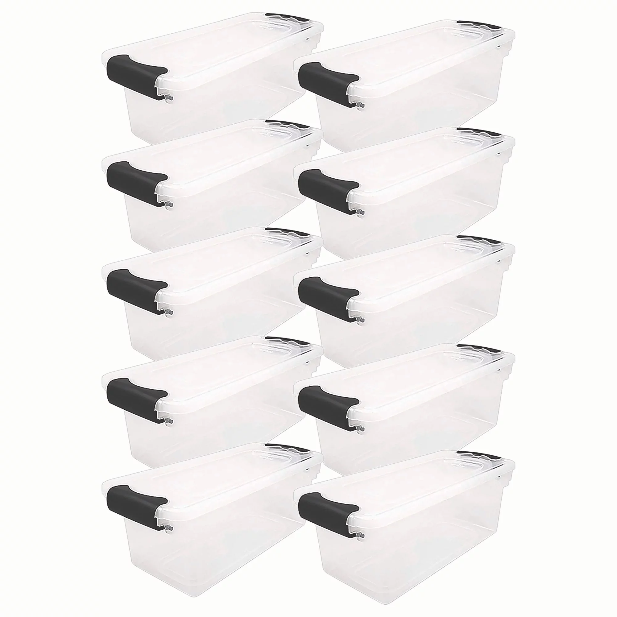 Homz 7.5 Qt Storage Organizing Container Bin with Latching Lids, (10 Pack)