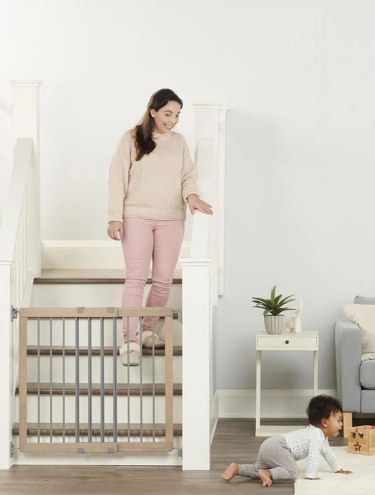 Regalo Heritage and Home Wooden Extra Wide Stairway and Hallway Walk Through Baby Safety Gate with Mounting Kit 42 Inches Wood