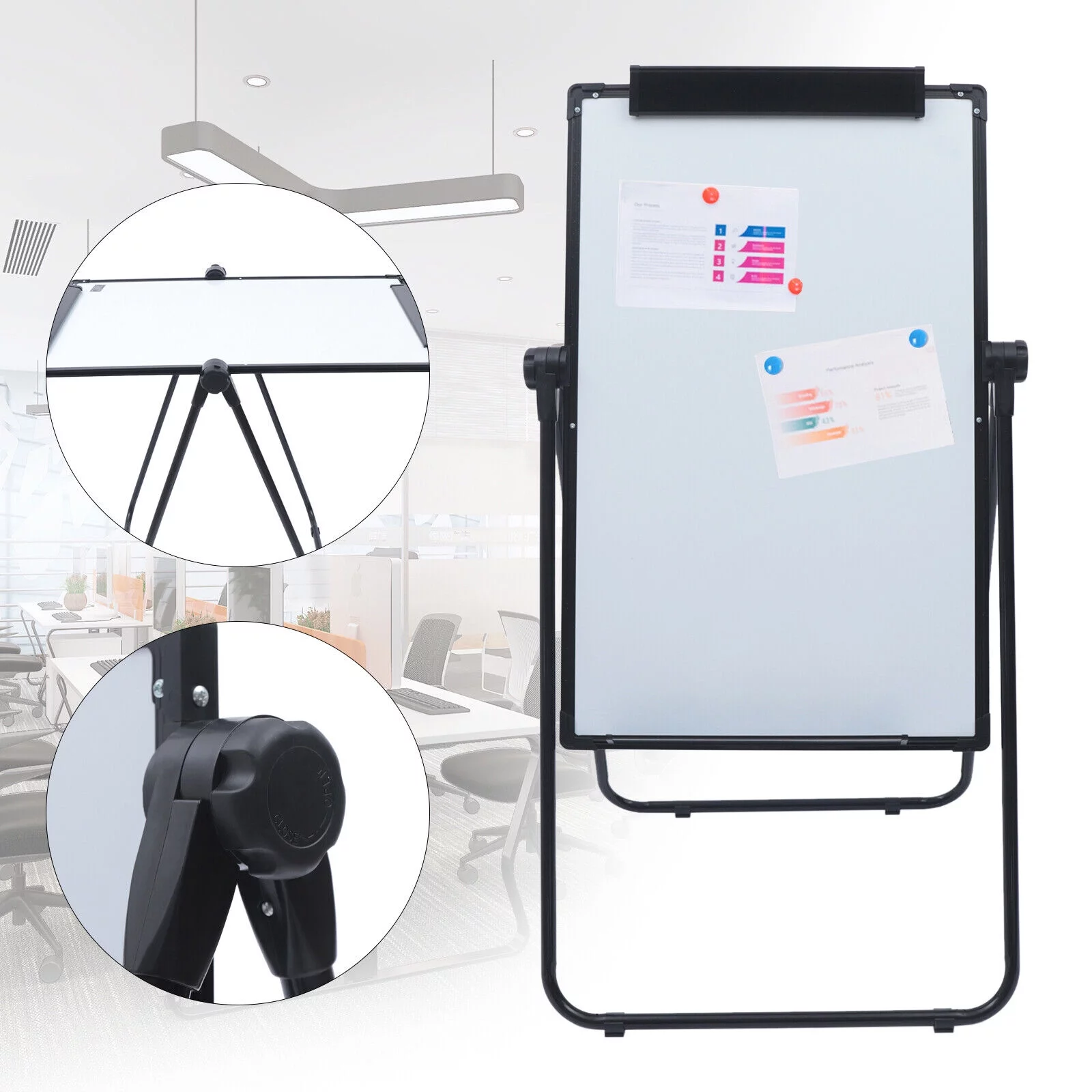 ZhdnBhnos Dry Erase Board 36 x 24 Inch Flip Double Side Magnetic White Board Height Angle Adjustable Portable Easel Stand Whiteboard