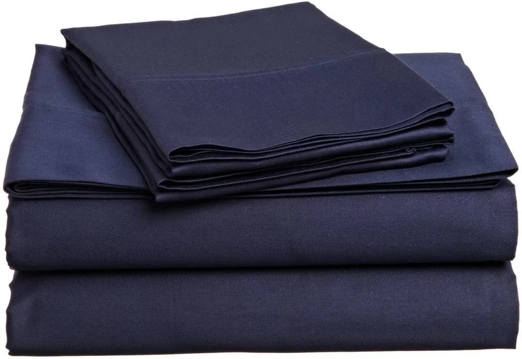 Alive Pixels Flat Sheet Navy Blue Solid 100% Cotton 1Pc Flat Sheet (King, Navy Blue)