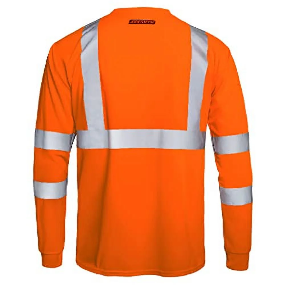JORESTECH Safety Long Sleeve Shirt with High Visibility Reflective Strips and Front Pocket, ANSI Compliant