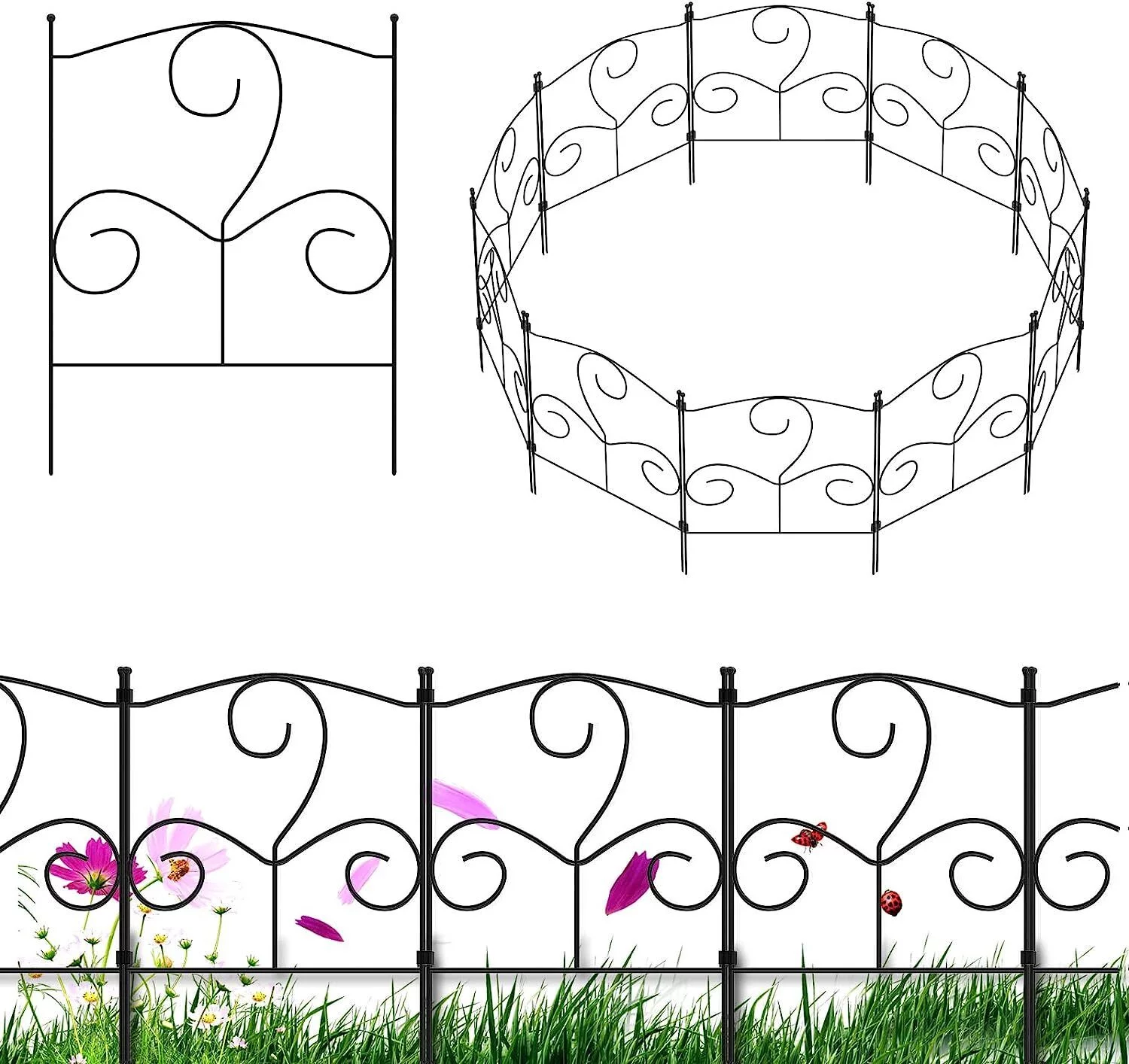 10 Pack Garden Metal Fence Outdoor Lawn Edging Border Panel Edge Fencing Yard