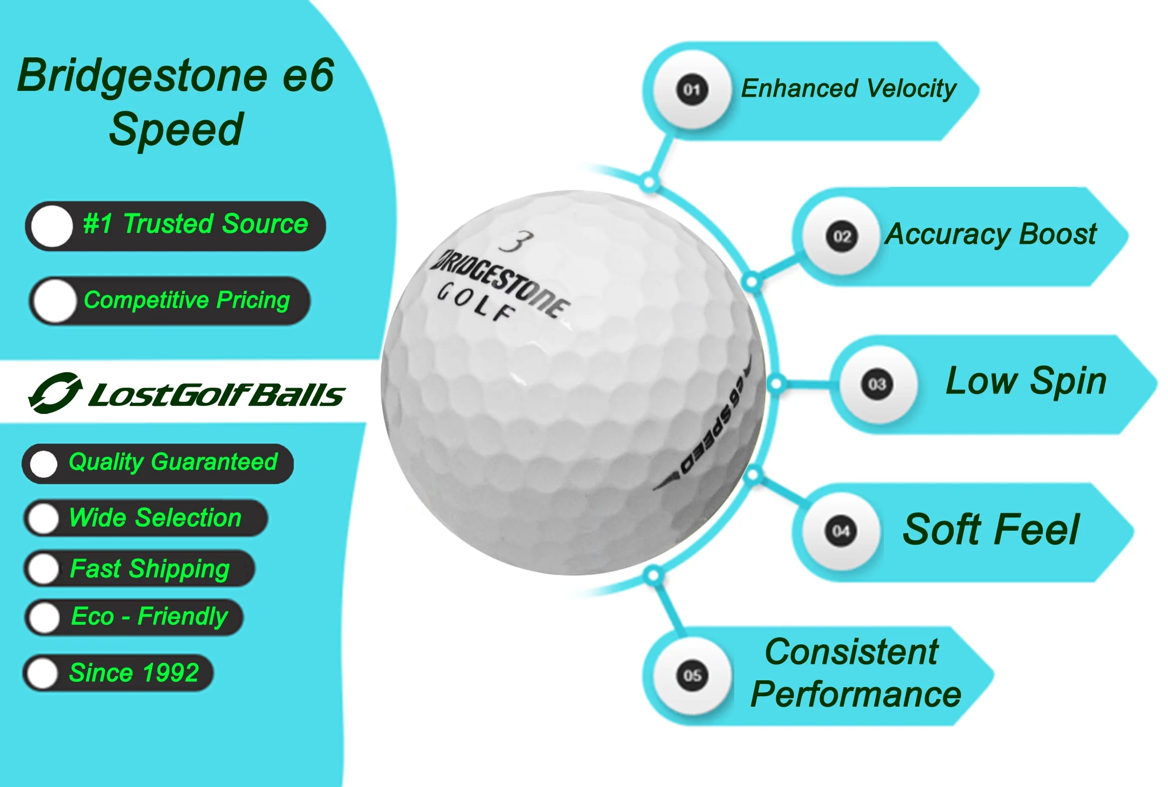 500 Yellow Bridgestone e6 Golf Balls in Mint Condition, Recycled Used Golf Balls, AAAAA Quality, White