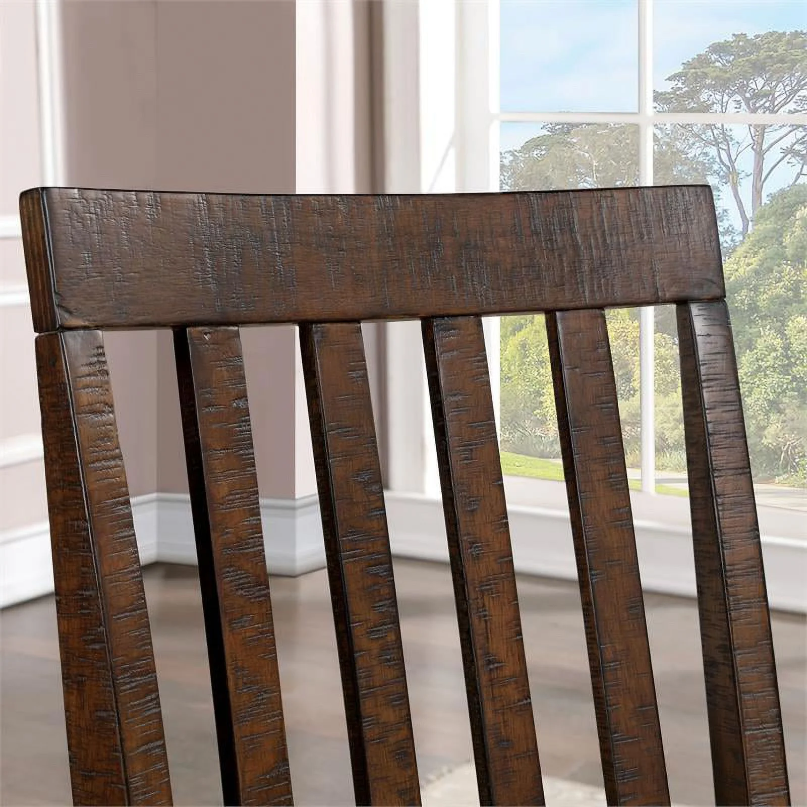 Furniture of America Ena Rustic Solid Wood 7-Piece Counter Dining Set in Oak