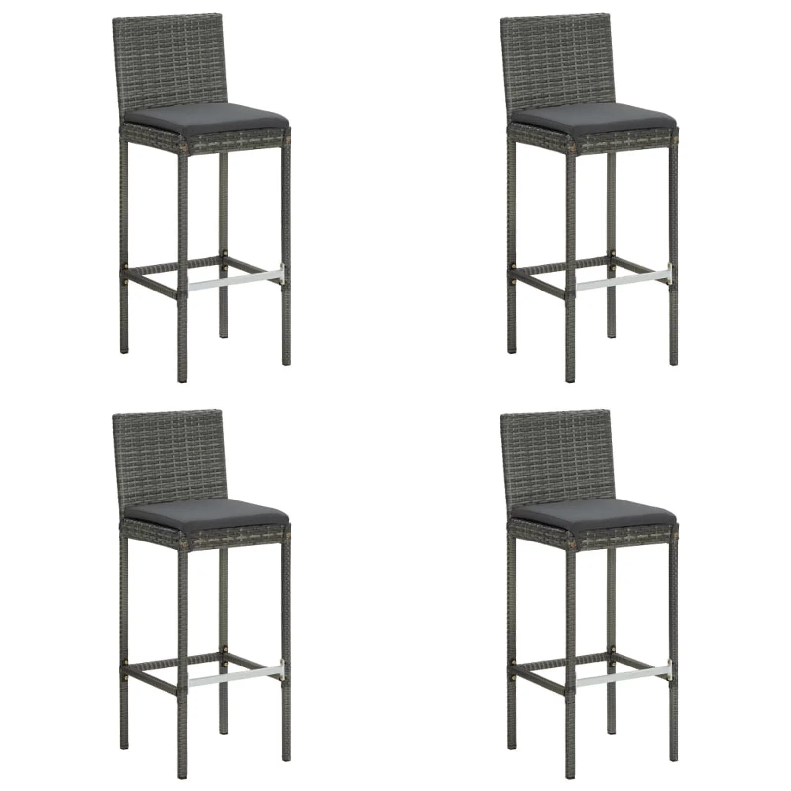 ametoys 5 Piece Patio Bar Set with Cushions Poly Rattan Gray