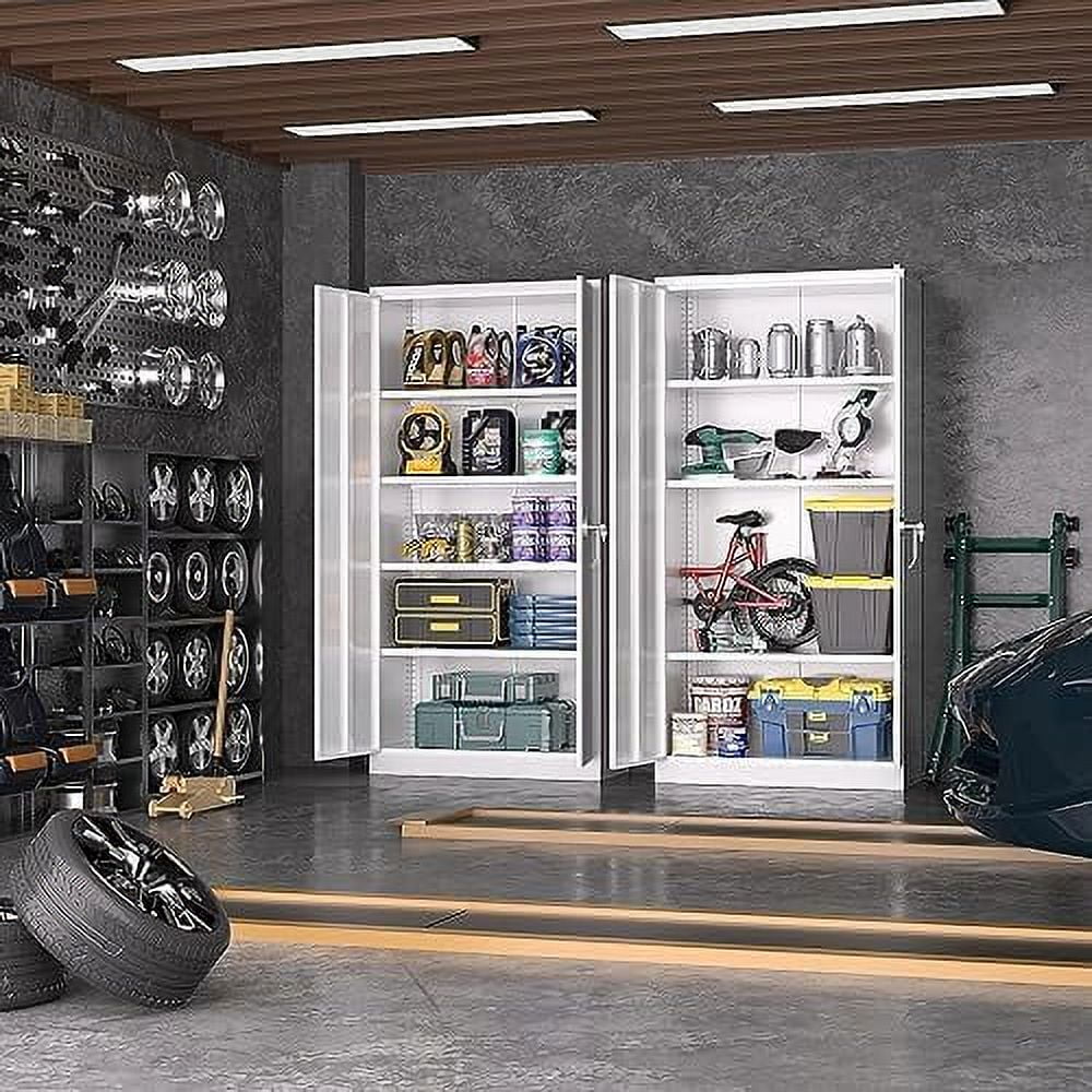 JYHOME Metal  Cabinet  72" Black Locking  Cabinets with Doors and 4 Shelves  Tall Tool  Cabinet for Garage  Steel Lockable File Cabinet Metal Locker for Home Office  Classroom