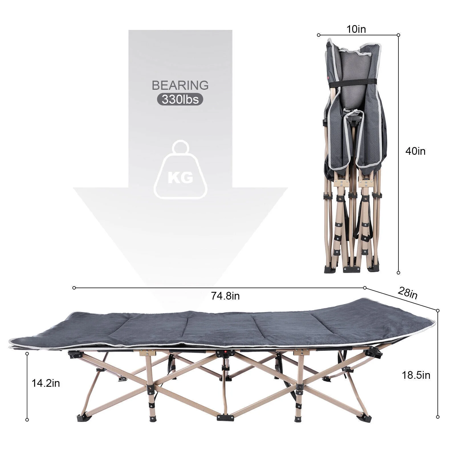 Adult Folding Camping Cots Rollaway Guest Bed Heavy Duty Bed w/ Mattress