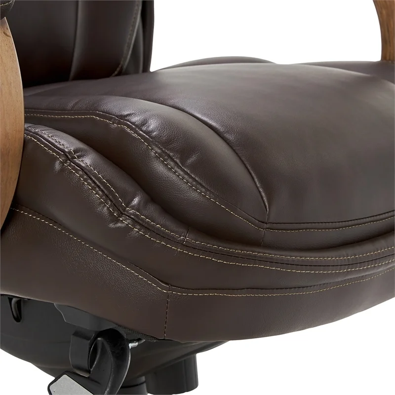 Scranton & Co Modern Faux Leather & Wood Executive Chair in Coffee Brown