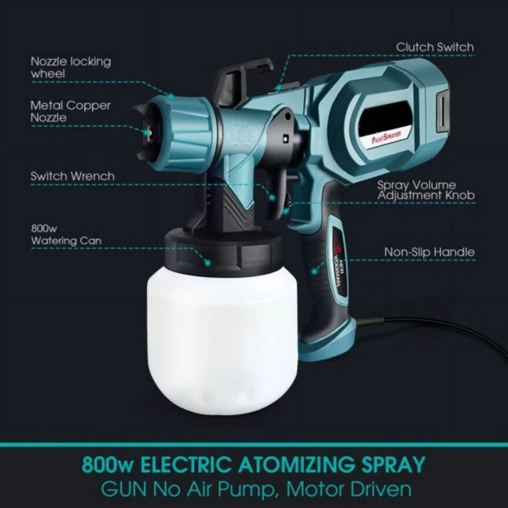 Paint Sprayer, 800W Electric HVLP Spray Gun