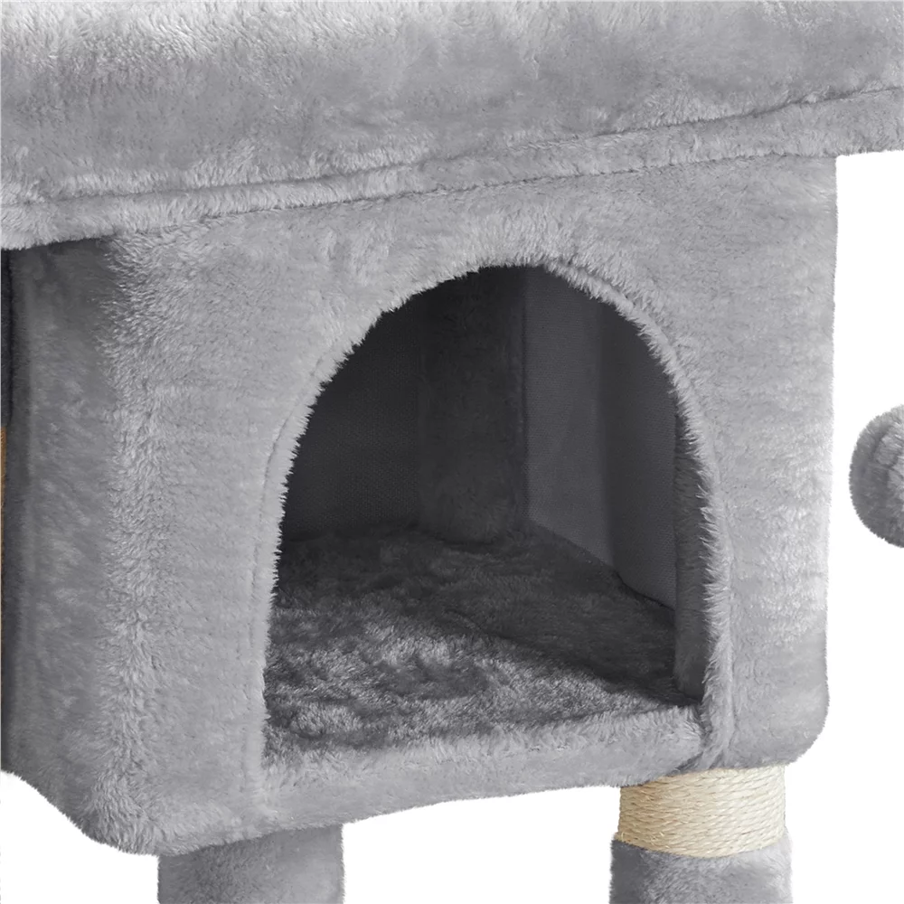 Topeakmart 23.5'' 2-Level Cat Tree Condo Cat Climbing Scratching Tower, Light Gray