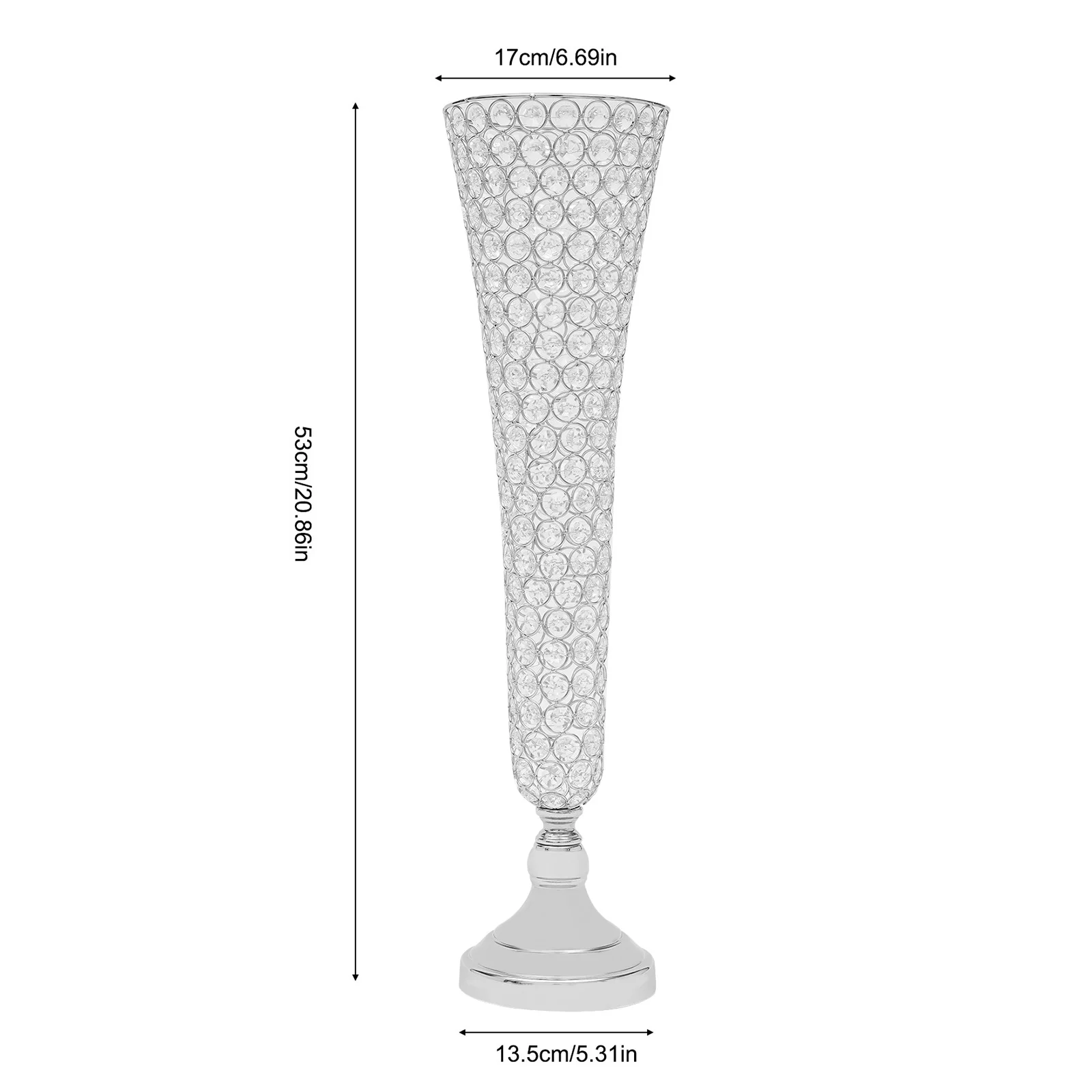 Loyalheartdy 2Pcs Crystal Trumpet Flower Vase 20.86