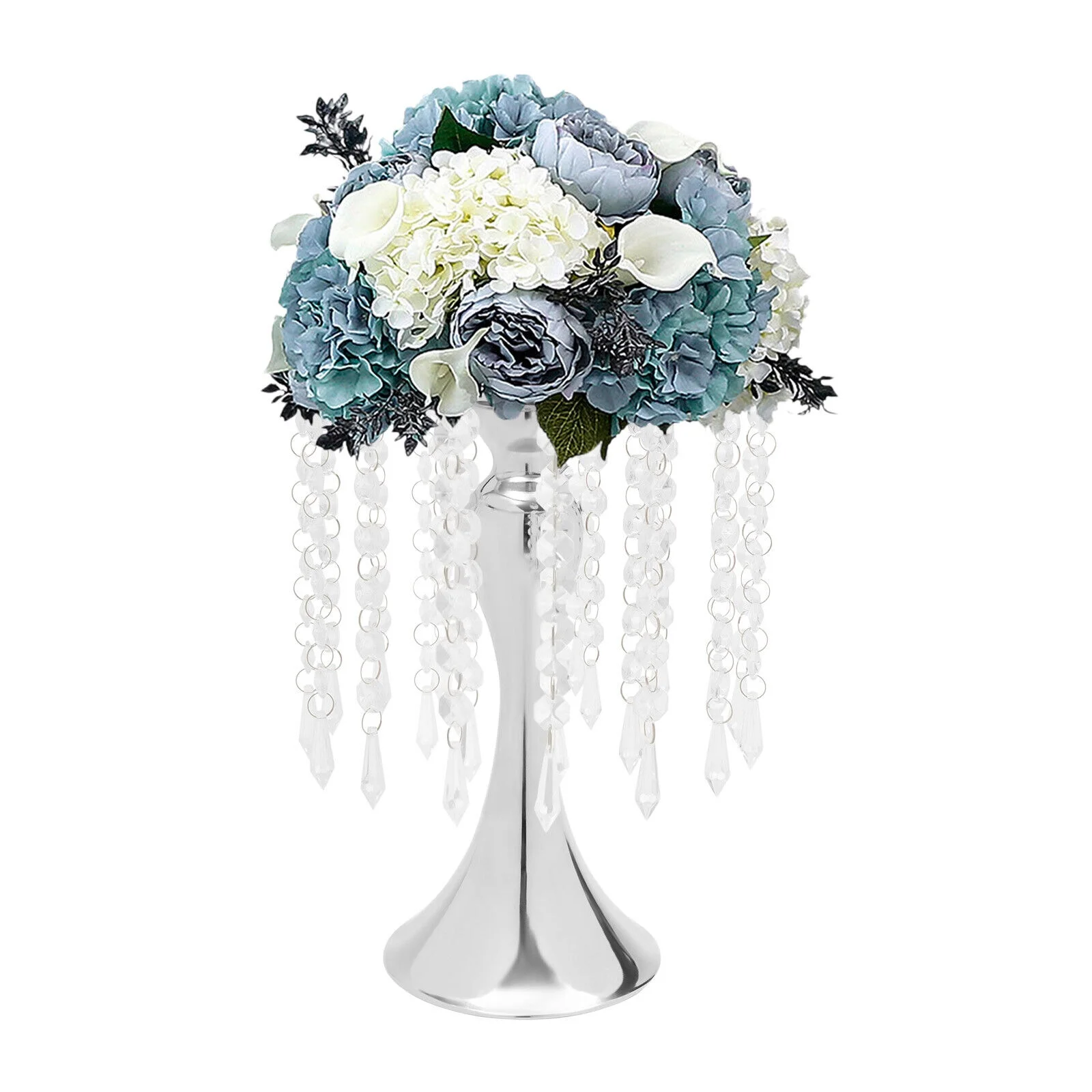 Silver Metal Flower Vases Crystal Flower Stand Wedding Centerpieces Party 10pcs